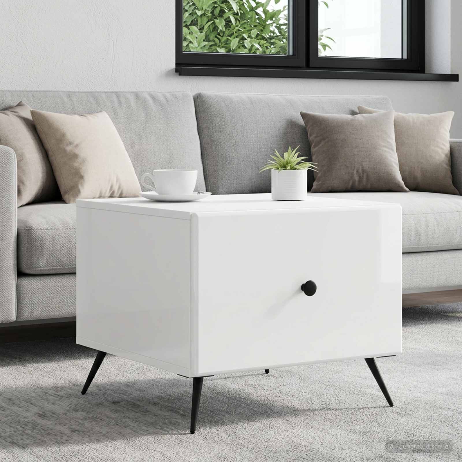 vidaXL Coffee Table High Gloss White 49 x 50 x 40 cm Engineered Wood 1