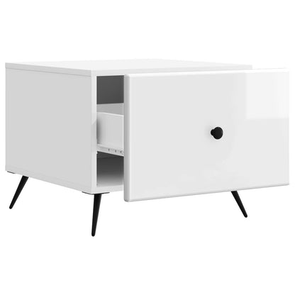 vidaXL Coffee Table High Gloss White 49 x 50 x 40 cm Engineered Wood 4