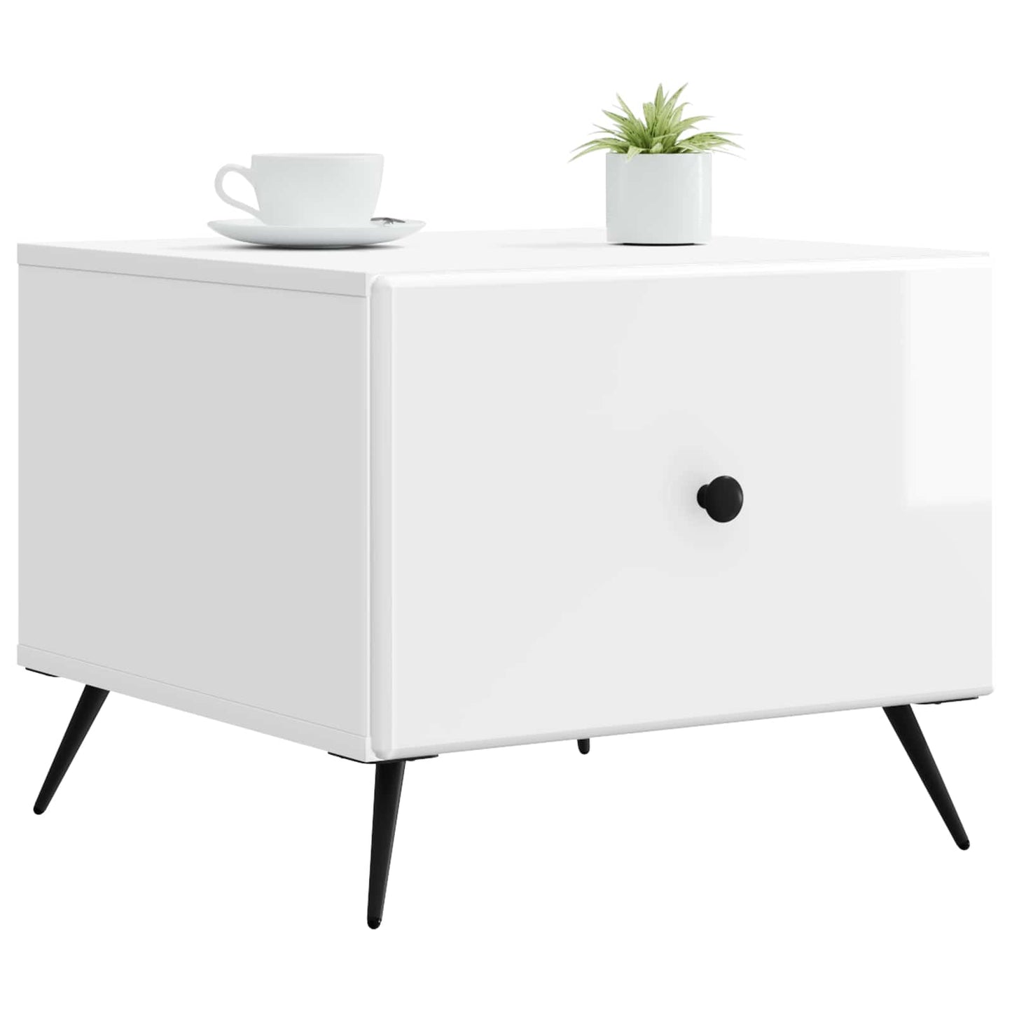 vidaXL Coffee Table High Gloss White 49 x 50 x 40 cm Engineered Wood 3
