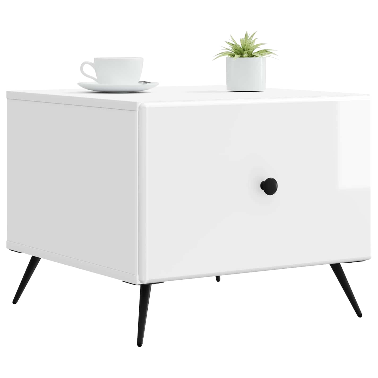 vidaXL Coffee Table High Gloss White 49 x 50 x 40 cm Engineered Wood 3