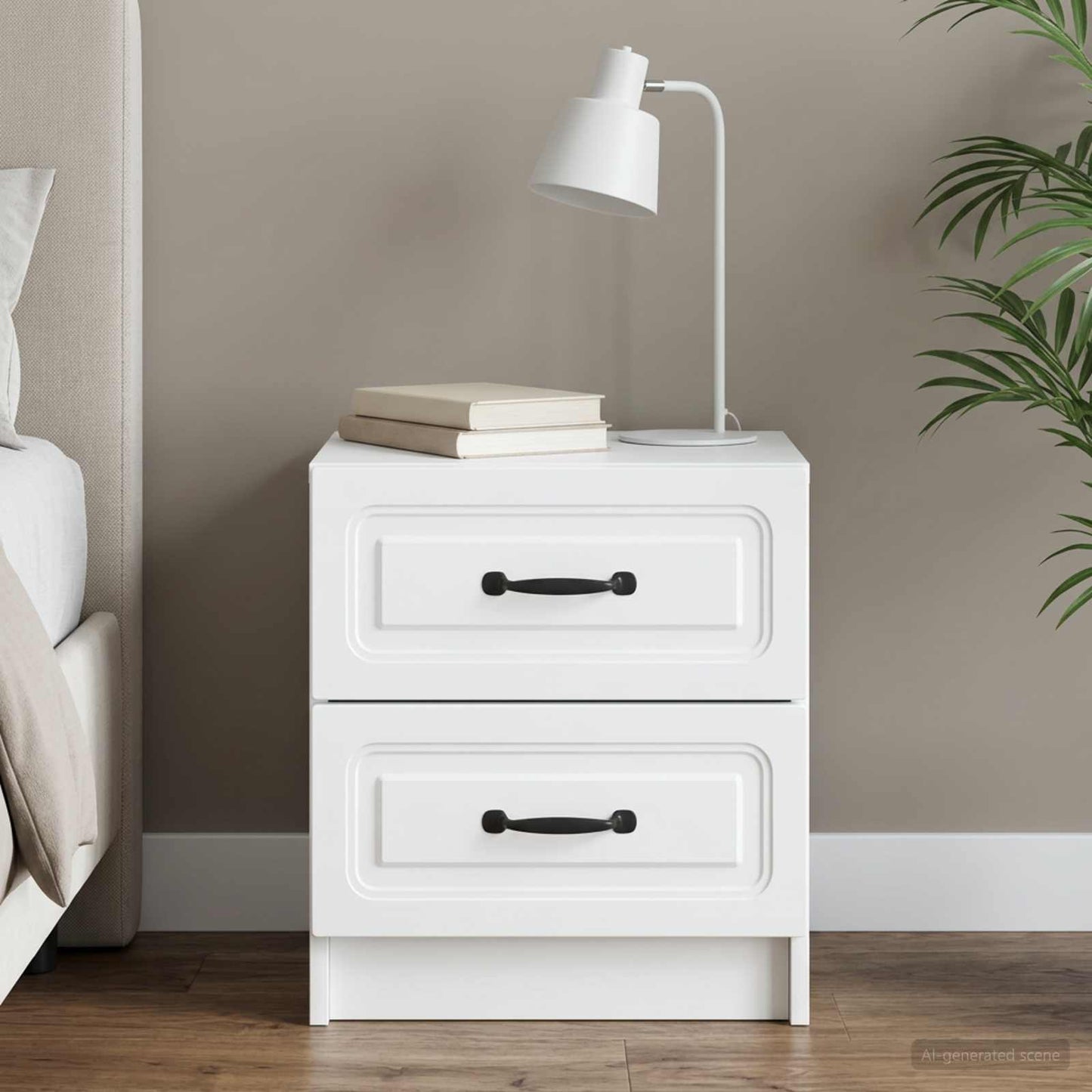 vidaXL Bedside Cabinet White 43 x 34.5 x 44.5 cm Engineered Wood 1