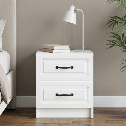 vidaXL Bedside Cabinet White 43 x 34.5 x 44.5 cm Engineered Wood 1