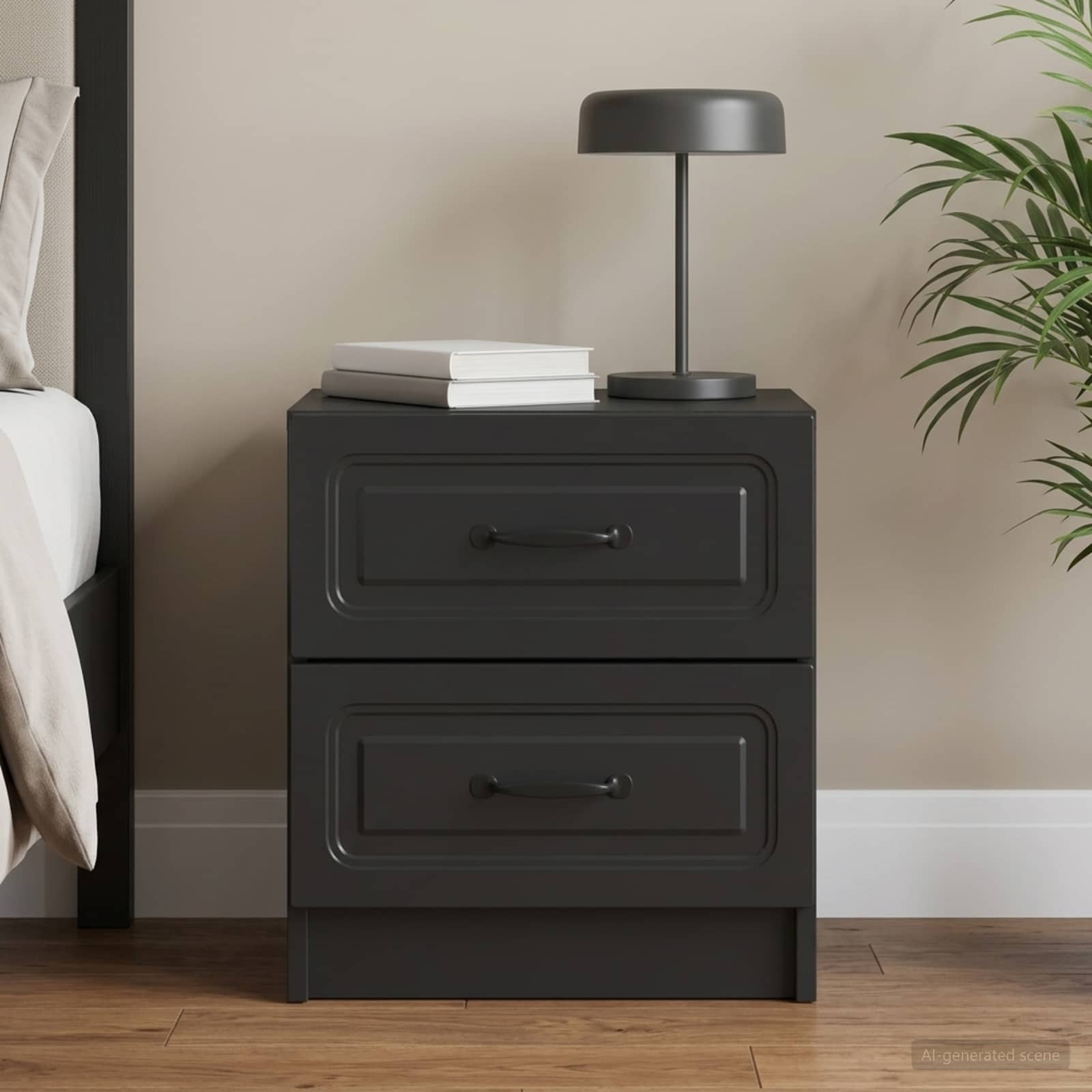 vidaXL Bedside Cabinet Black 43 x 34.5 x 44.5 cm Engineered Wood 1