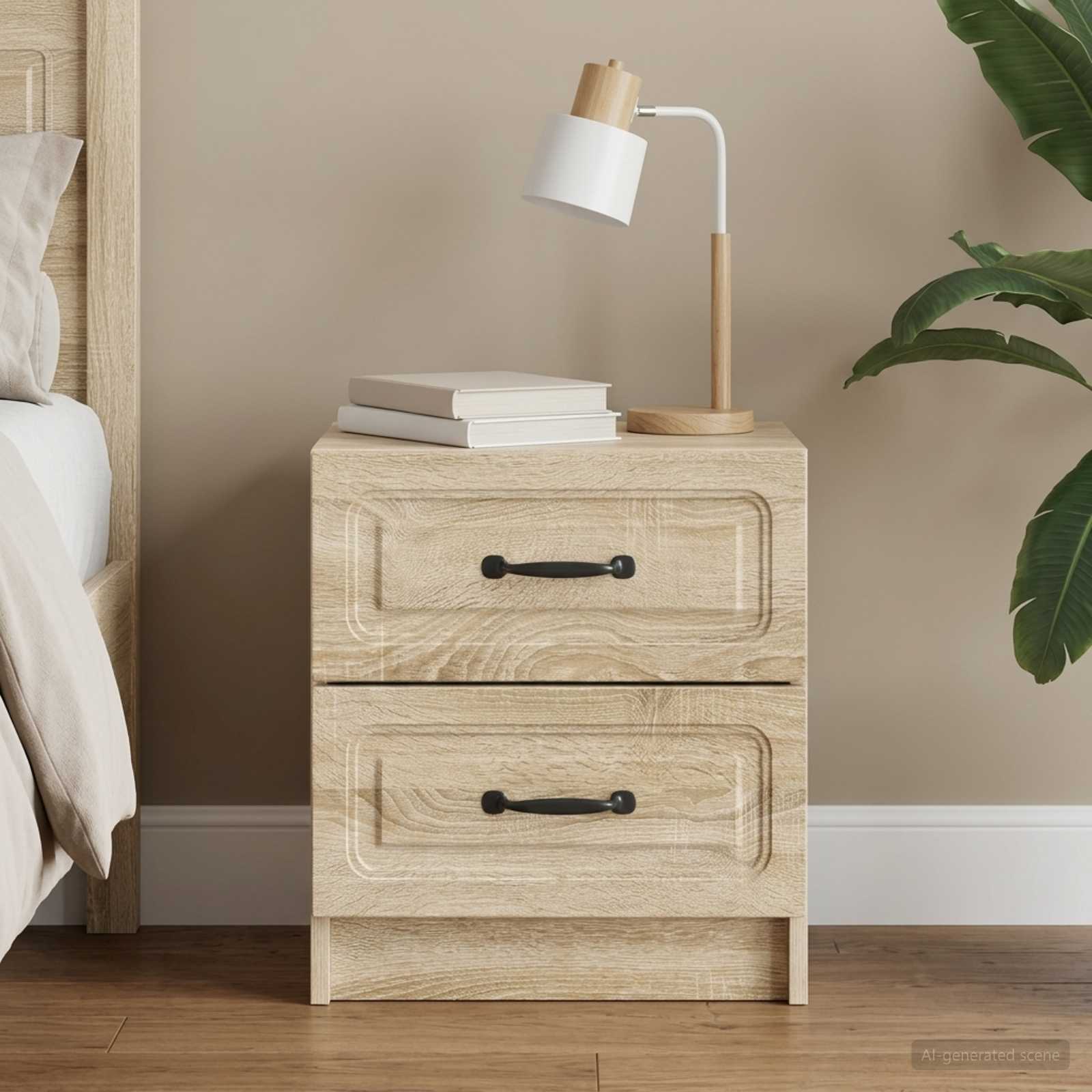 vidaXL Bedside Cabinet Sonoma Oak 43 x 34.5 x 44.5 cm Engineered Wood 1