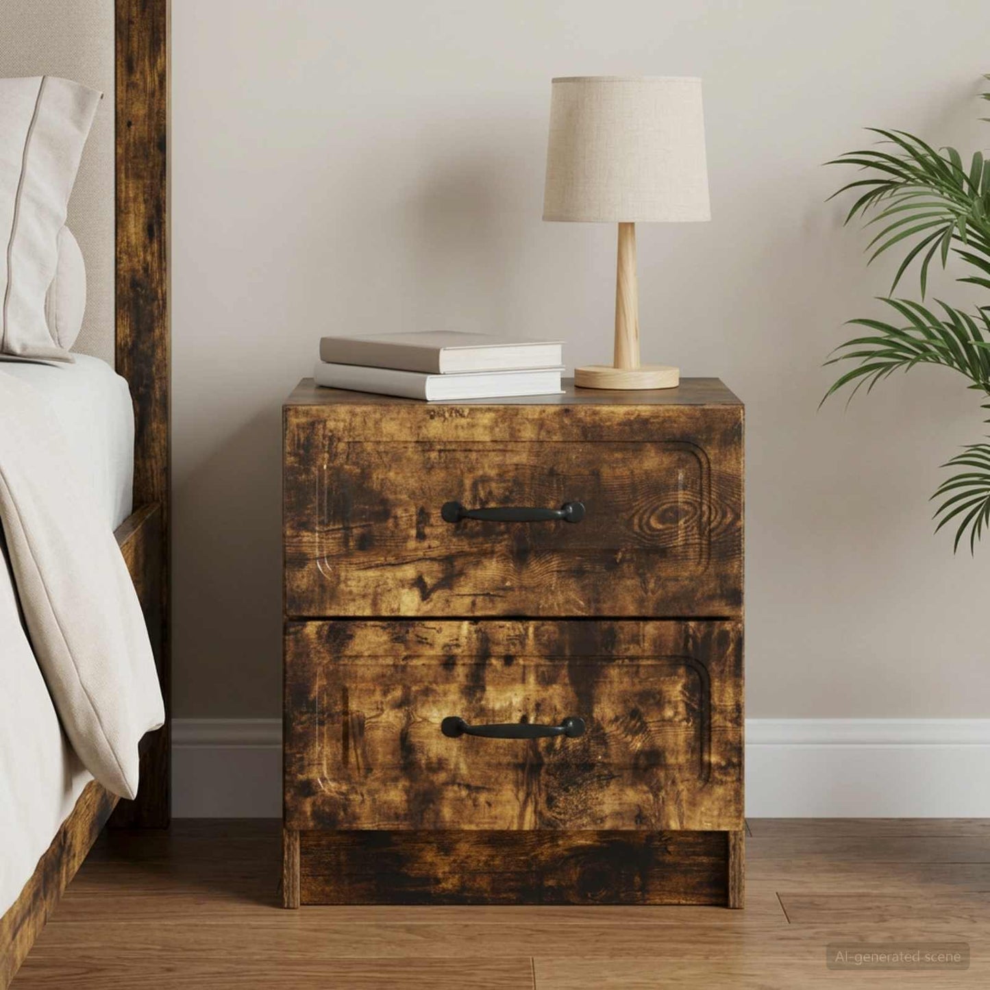vidaXL Bedside Cabinet Smoked Oak 43 x 34.5 x 44.5 cm Engineered Wood 1