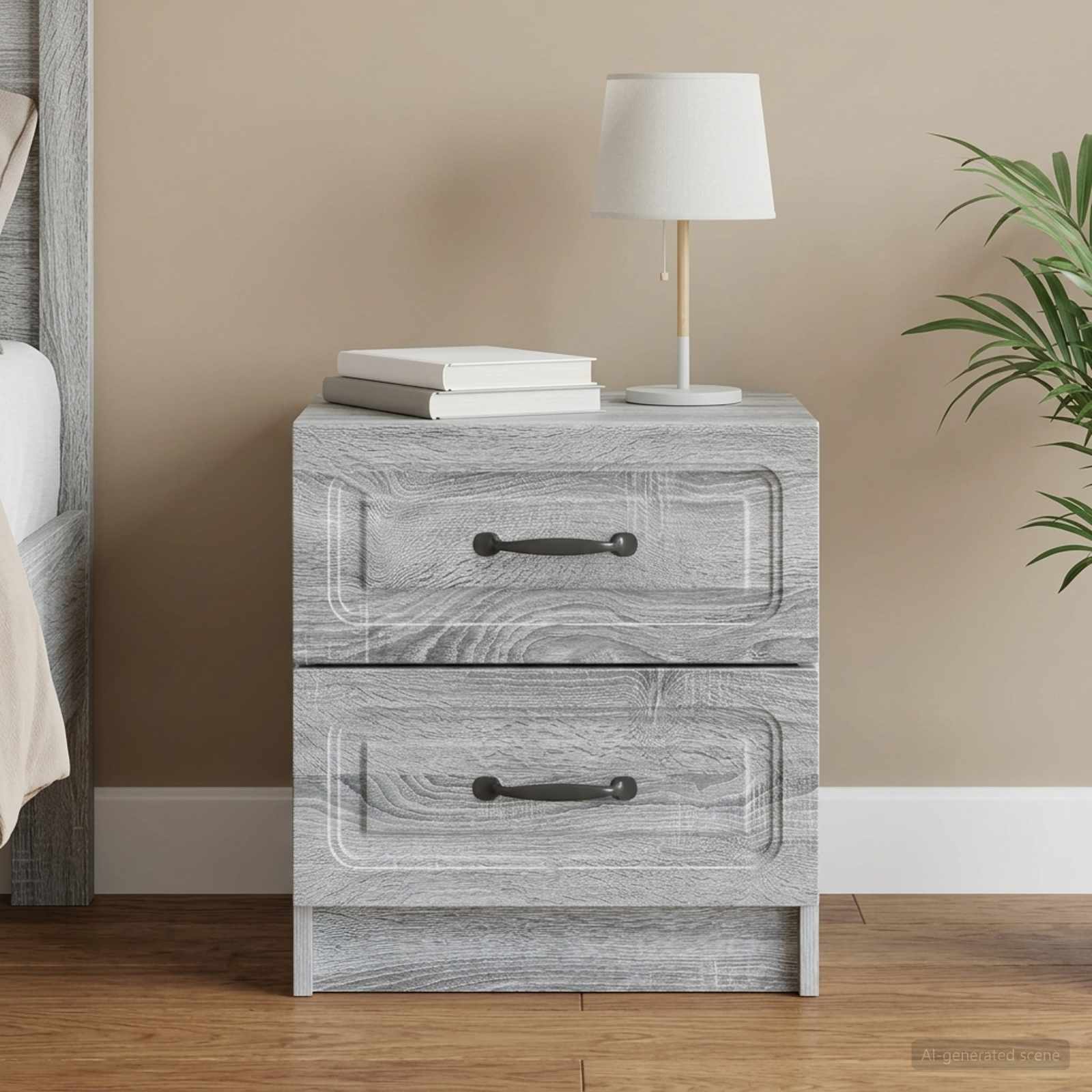 vidaXL Bedside Cabinet Grey Sonoma 43 x 34.5 x 44.5 cm Engineered Wood 1