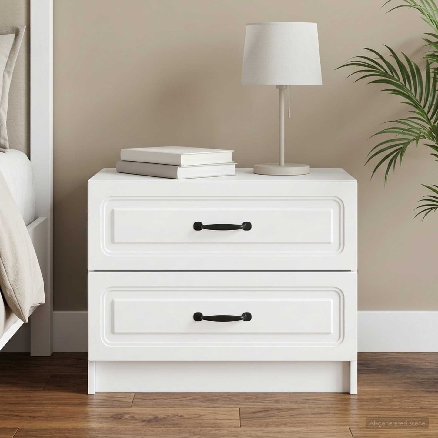 vidaXL Bedside Cabinet White 62 x 34.5 x 44.5 cm Engineered Wood 1