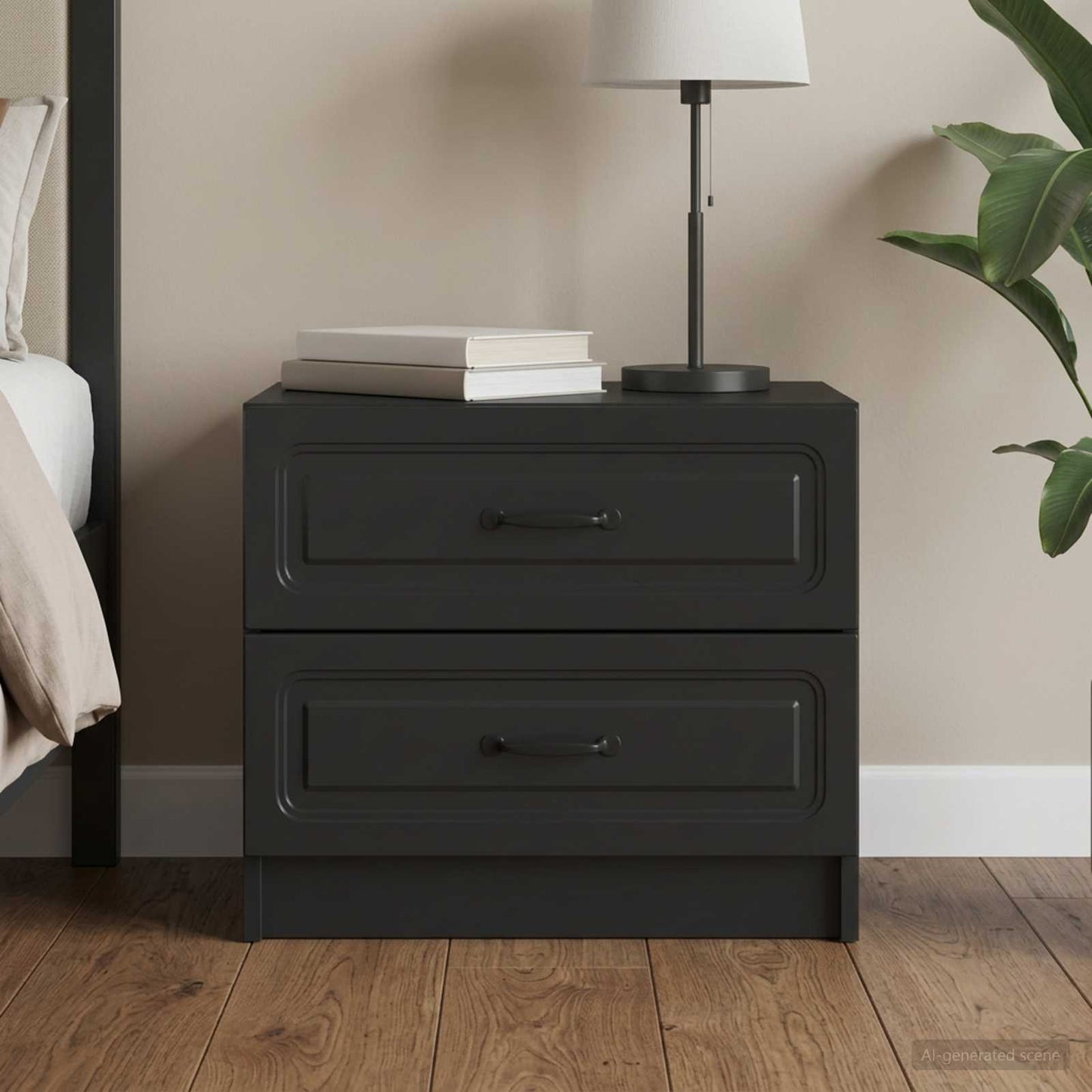 vidaXL Bedside Cabinet Black 62 x 34.5 x 44.5 cm Engineered Wood 1