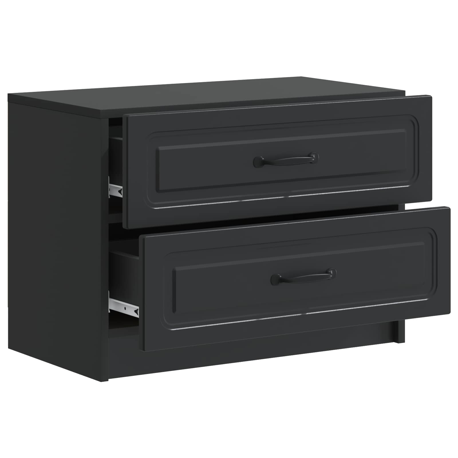 vidaXL Bedside Cabinet Black 62 x 34.5 x 44.5 cm Engineered Wood 4