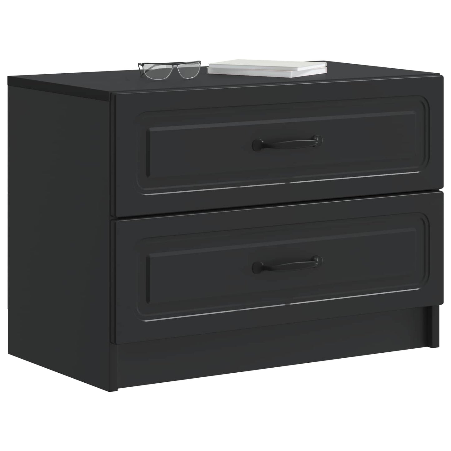 vidaXL Bedside Cabinet Black 62 x 34.5 x 44.5 cm Engineered Wood 3