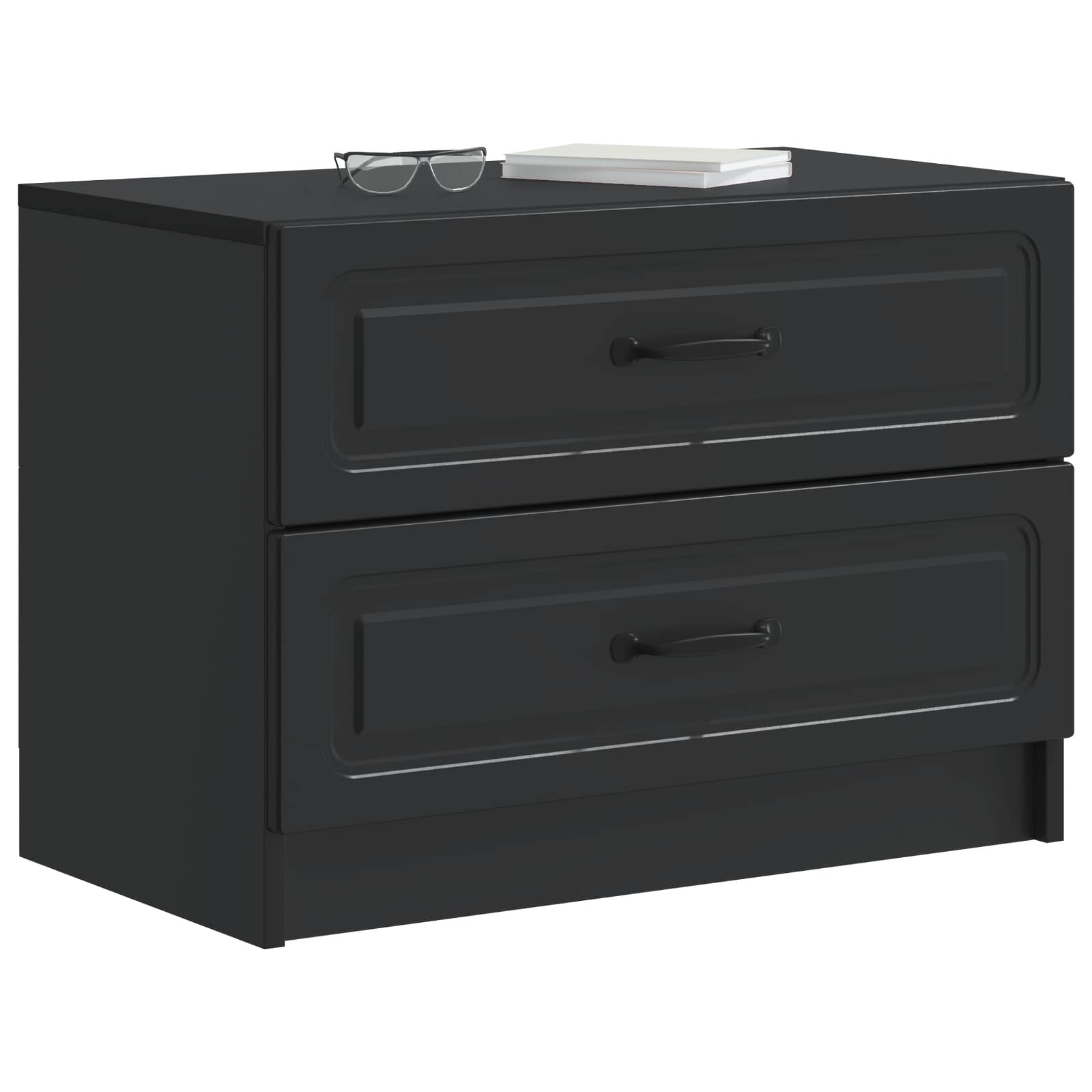 vidaXL Bedside Cabinet Black 62 x 34.5 x 44.5 cm Engineered Wood 3