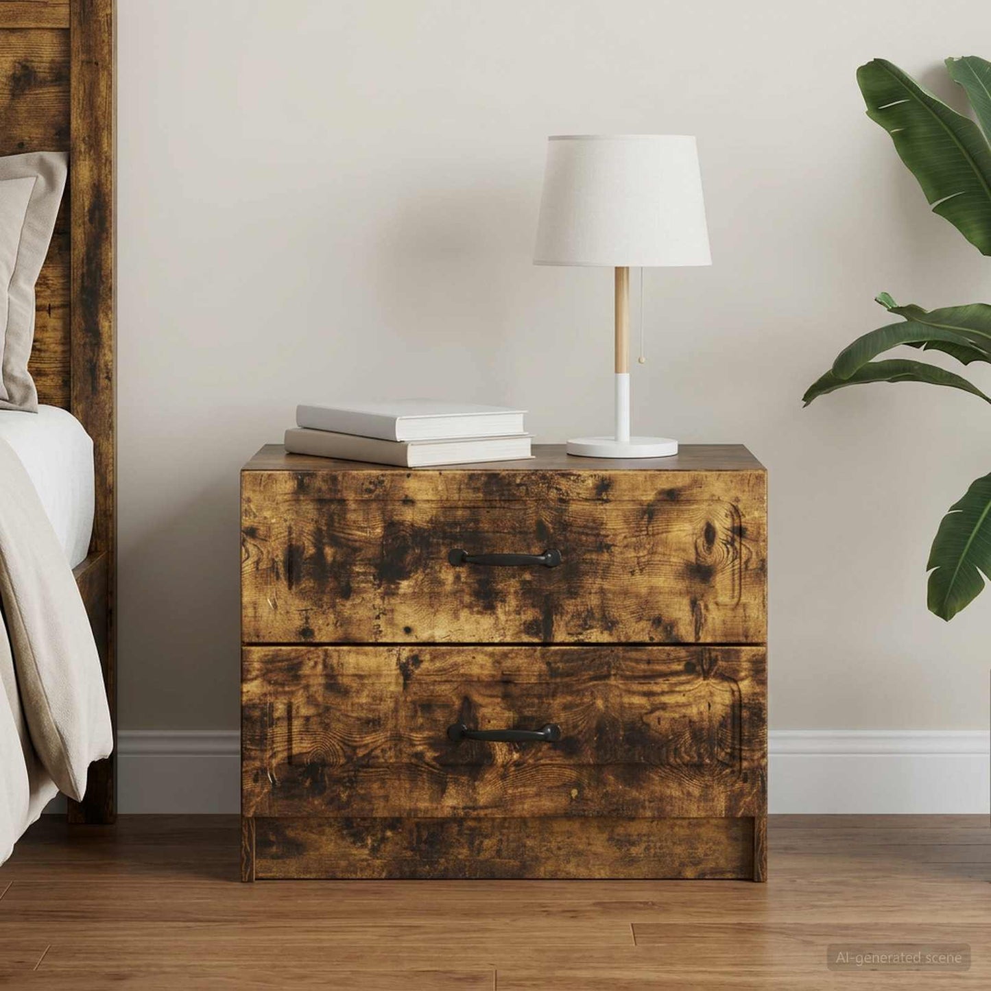 vidaXL Bedside Cabinet Smoked Oak 62 x 34.5 x 44.5 cm Engineered Wood 1