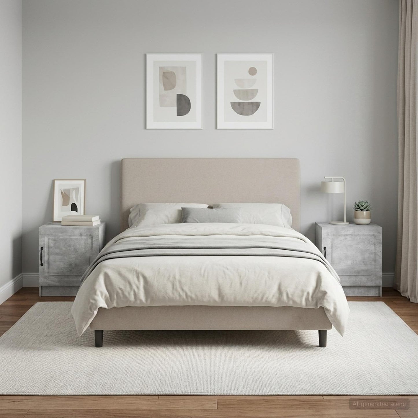 vidaXL Bedside Cabinet 2 pcs Concrete Grey 43 x 34.5 x 47 cm 1