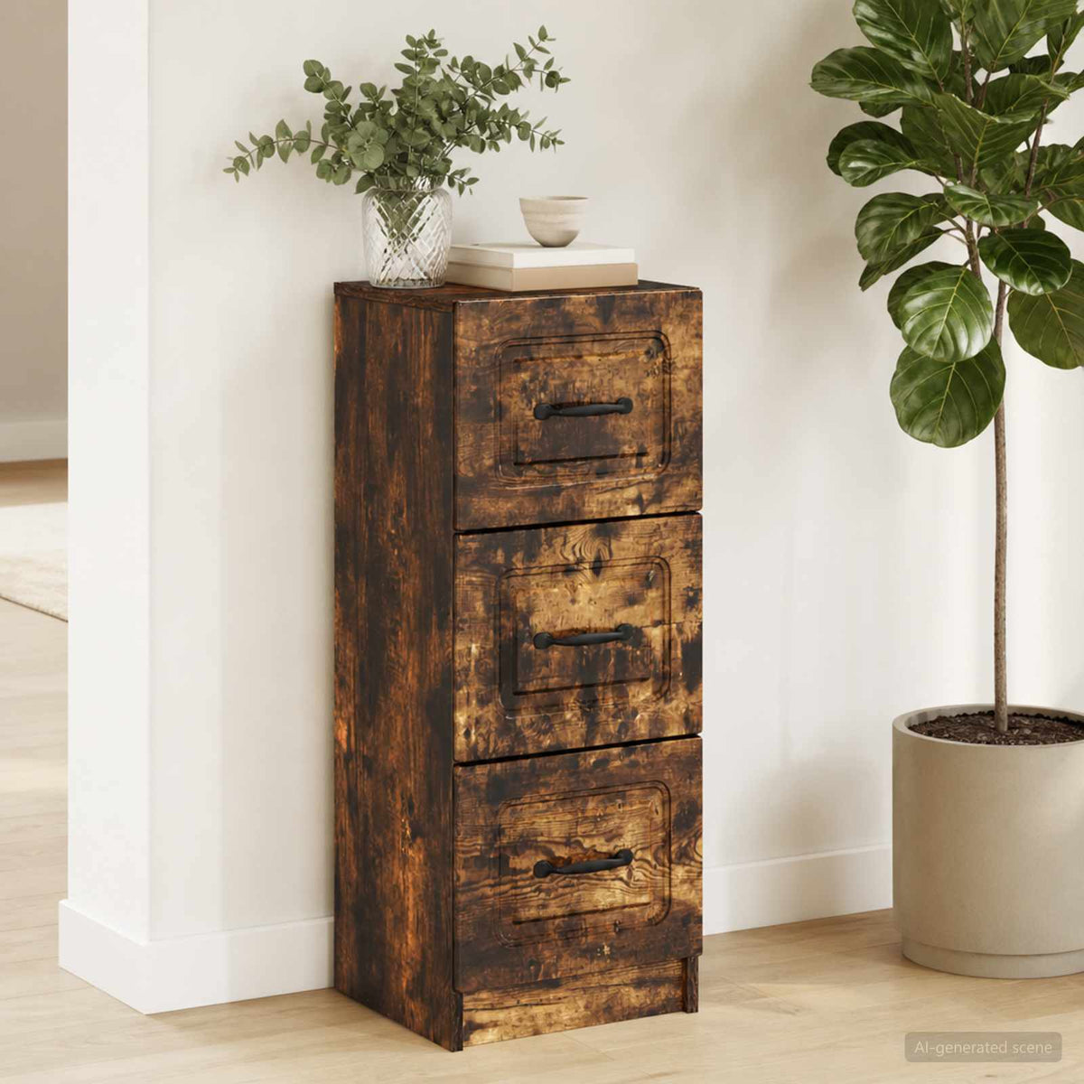 Drawer Cabinet 33 x 34.5 x 87 cm Engineered Wood Smoked oak