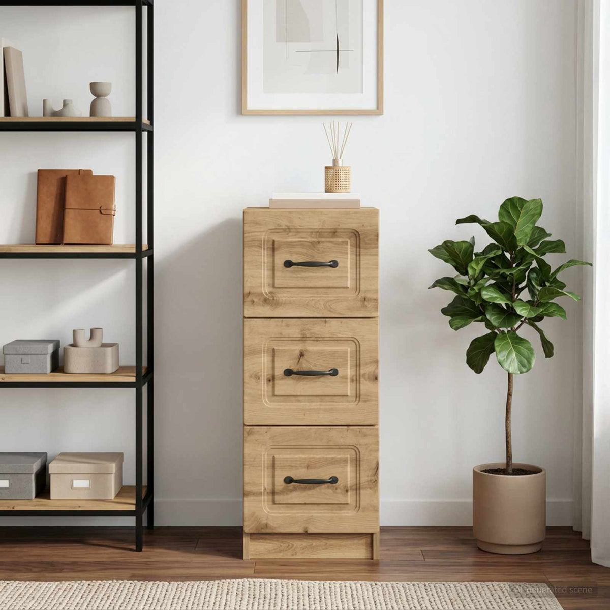 Drawer Cabinet 33 x 34.5 x 87 cm Engineered Wood Artisan oak