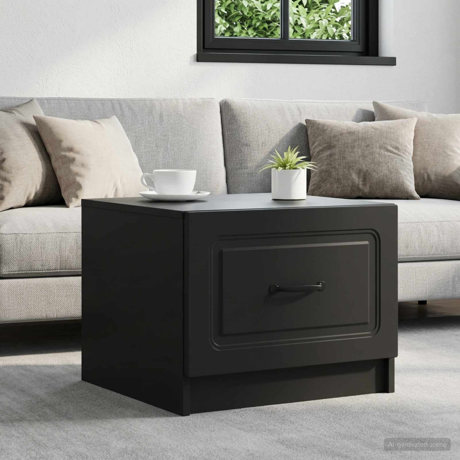 vidaXL Coffee Table Black 49 x 50 x 37 cm Engineered Wood 1