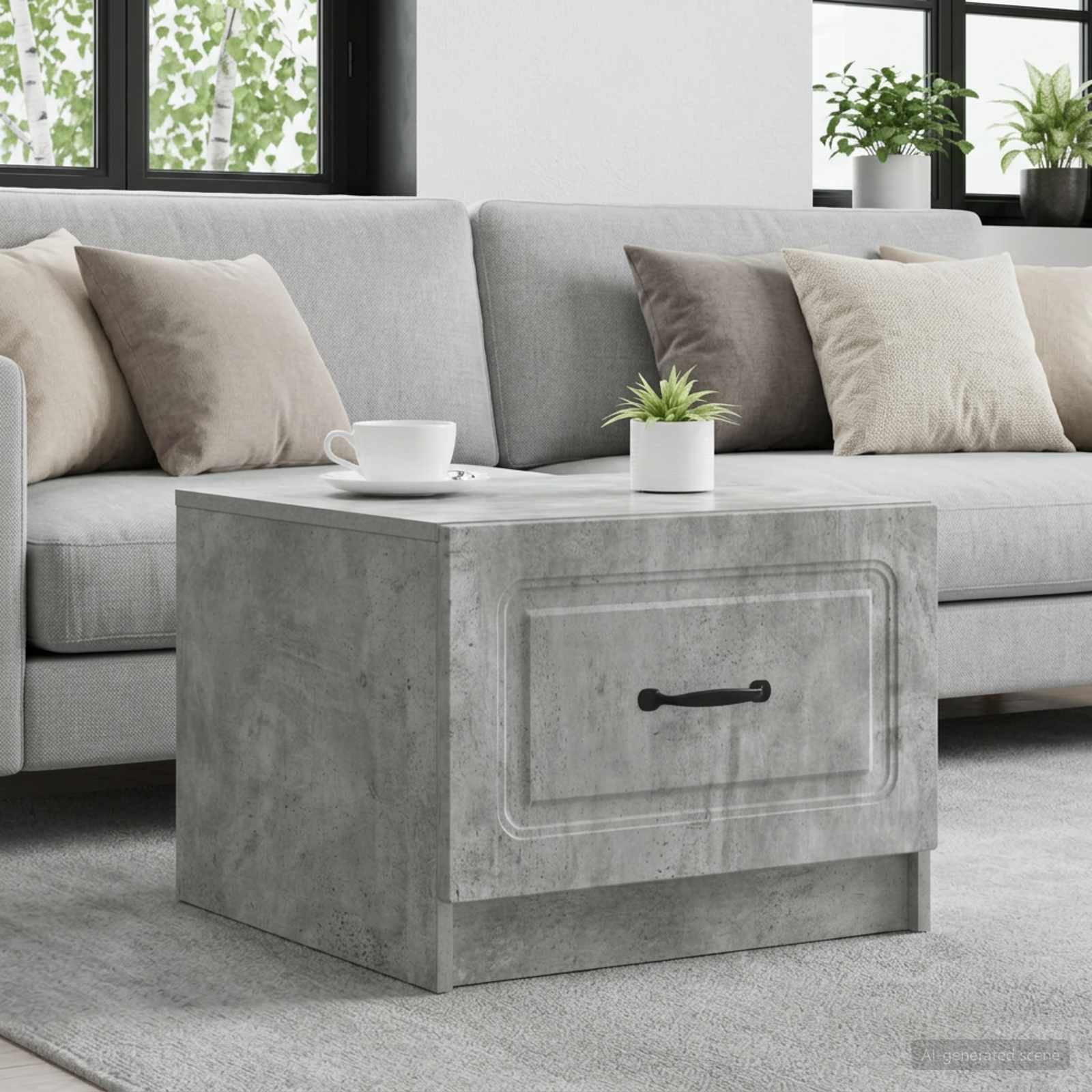 vidaXL Coffee Table Concrete Grey 49 x 50 x 37 cm Engineered Wood 1