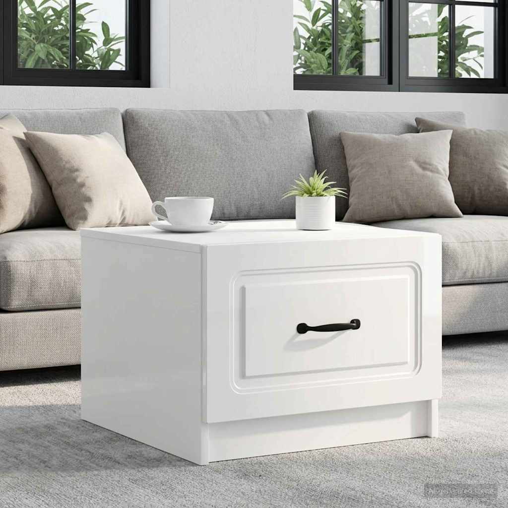 vidaXL Coffee Table High Gloss White 49 x 50 x 37 cm Engineered Wood 1