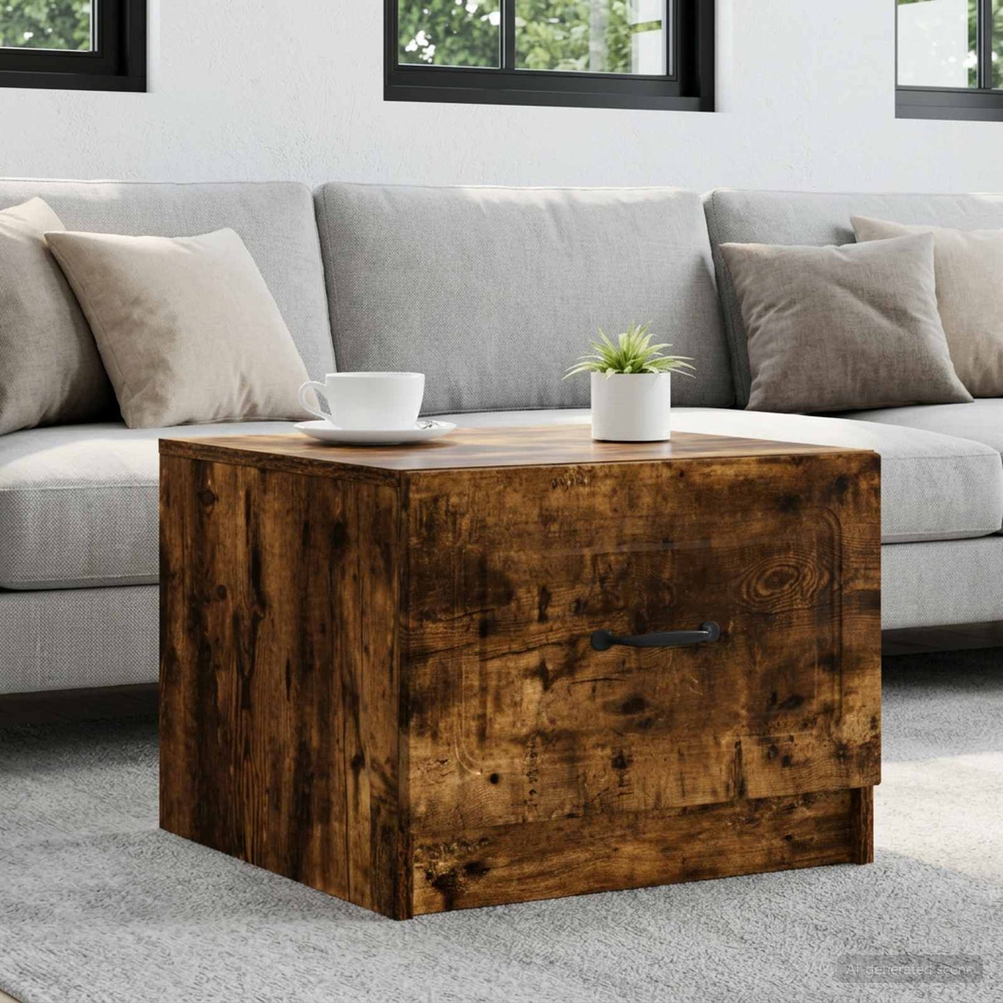 vidaXL Coffee Table Smoked Oak 49 x 50 x 37 cm Engineered Wood 1