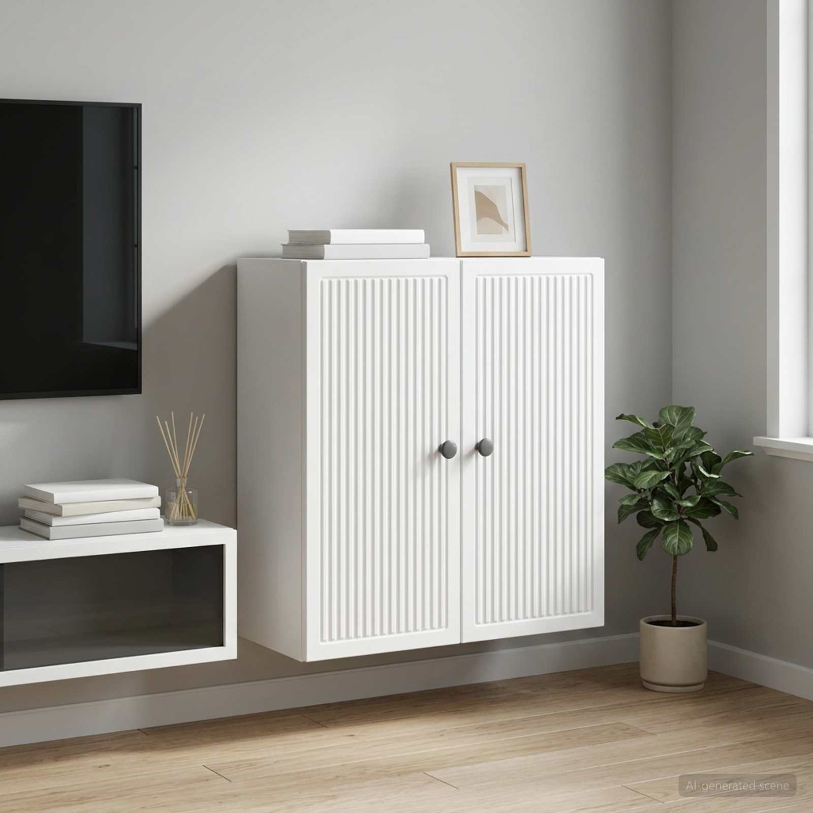 vidaXL Wall-Mounted Cabinet White 59 x 31 x 60 cm Engineered Wood 1