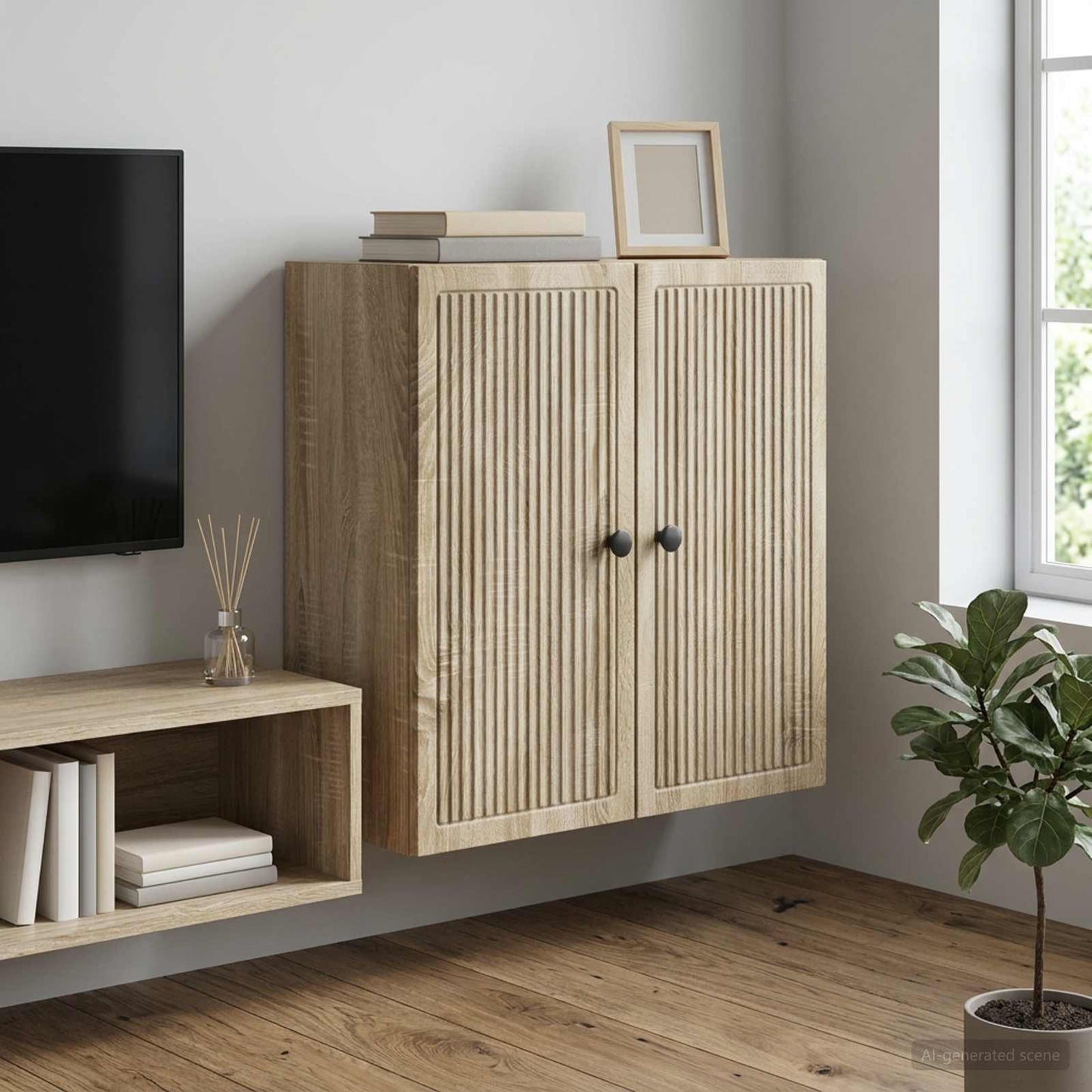 vidaXL Wall-Mounted Cabinet Sonoma Oak 59 x 31 x 60 cm Engineered Wood 1