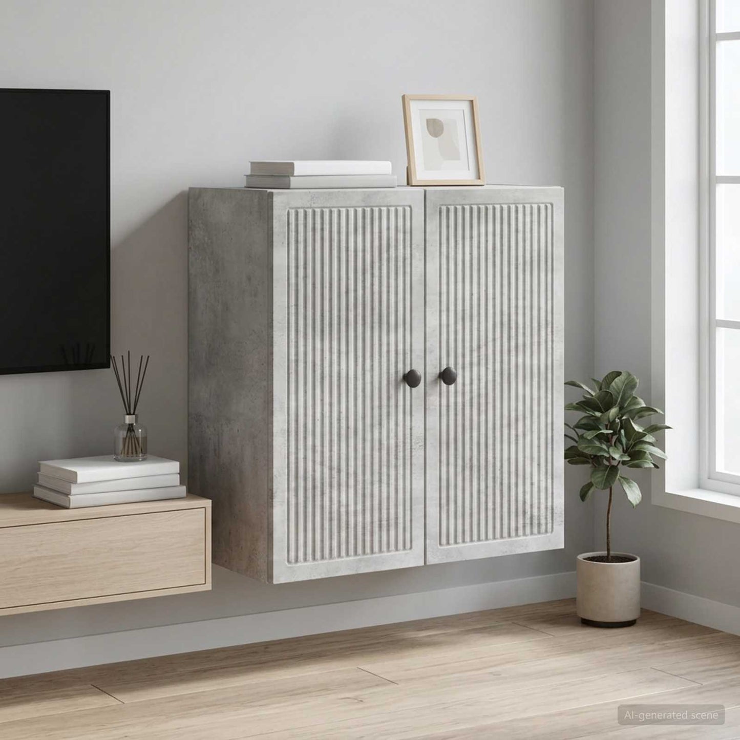 vidaXL Wall-Mounted Cabinet Concrete Grey 59 x 31 x 60 cm 1