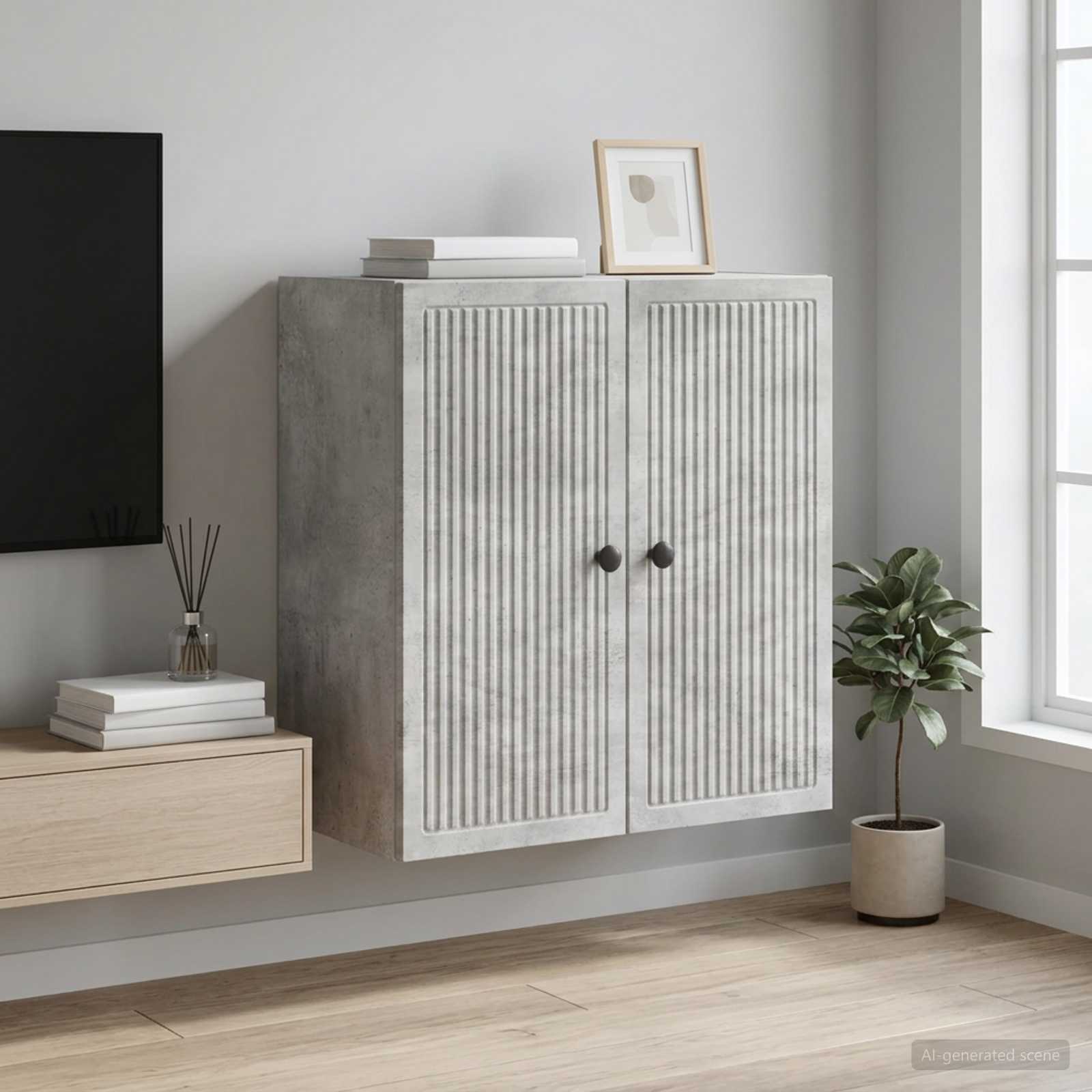 vidaXL Wall-Mounted Cabinet Concrete Grey 59 x 31 x 60 cm 1