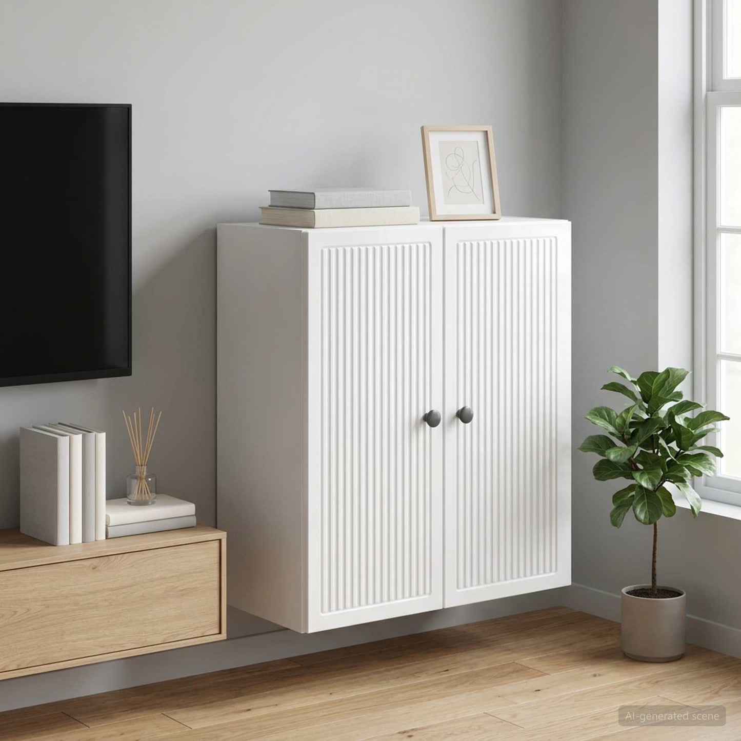 vidaXL Wall-Mounted Cabinet High Gloss White 59 x 31 x 60 cm 1