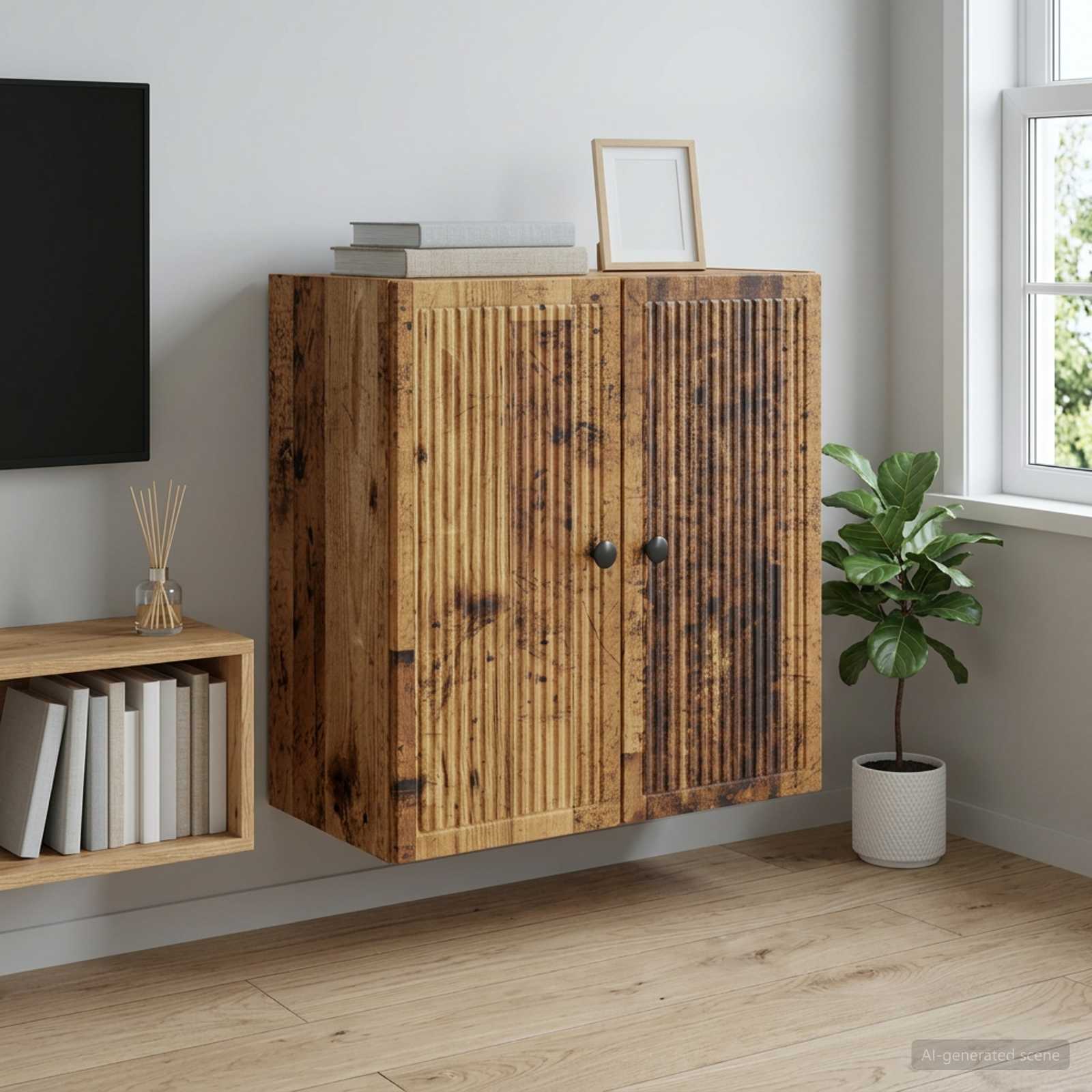 vidaXL Wall-Mounted Cabinet Old Wood 59 x 31 x 60 cm Engineered Wood 1