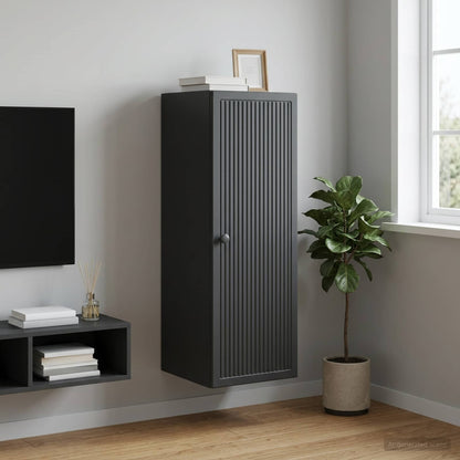 vidaXL Wall-Mounted Cabinet Black 33 x 34.5 x 90 cm Engineered Wood 1