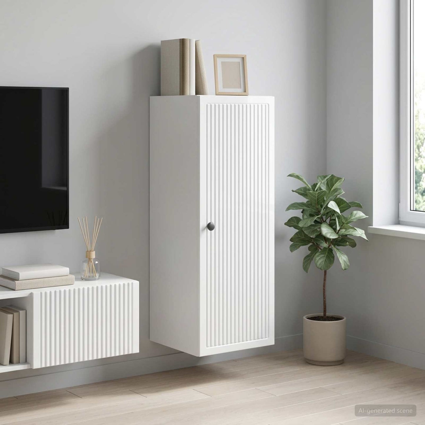 vidaXL Wall-Mounted Cabinet High Gloss White 33 x 34.5 x 90 cm 1