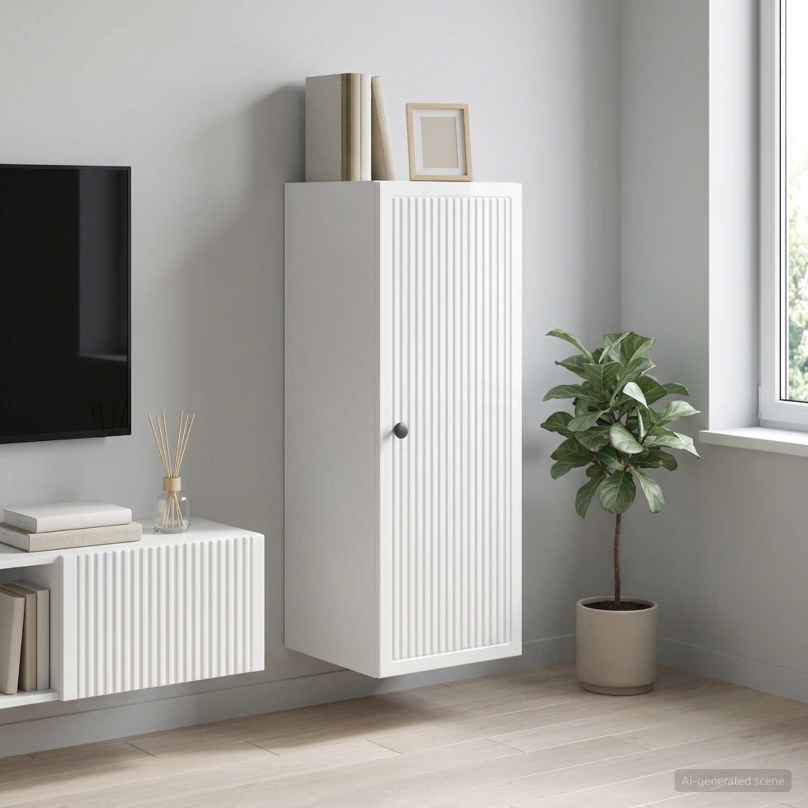 vidaXL Wall-Mounted Cabinet High Gloss White 33 x 34.5 x 90 cm 1