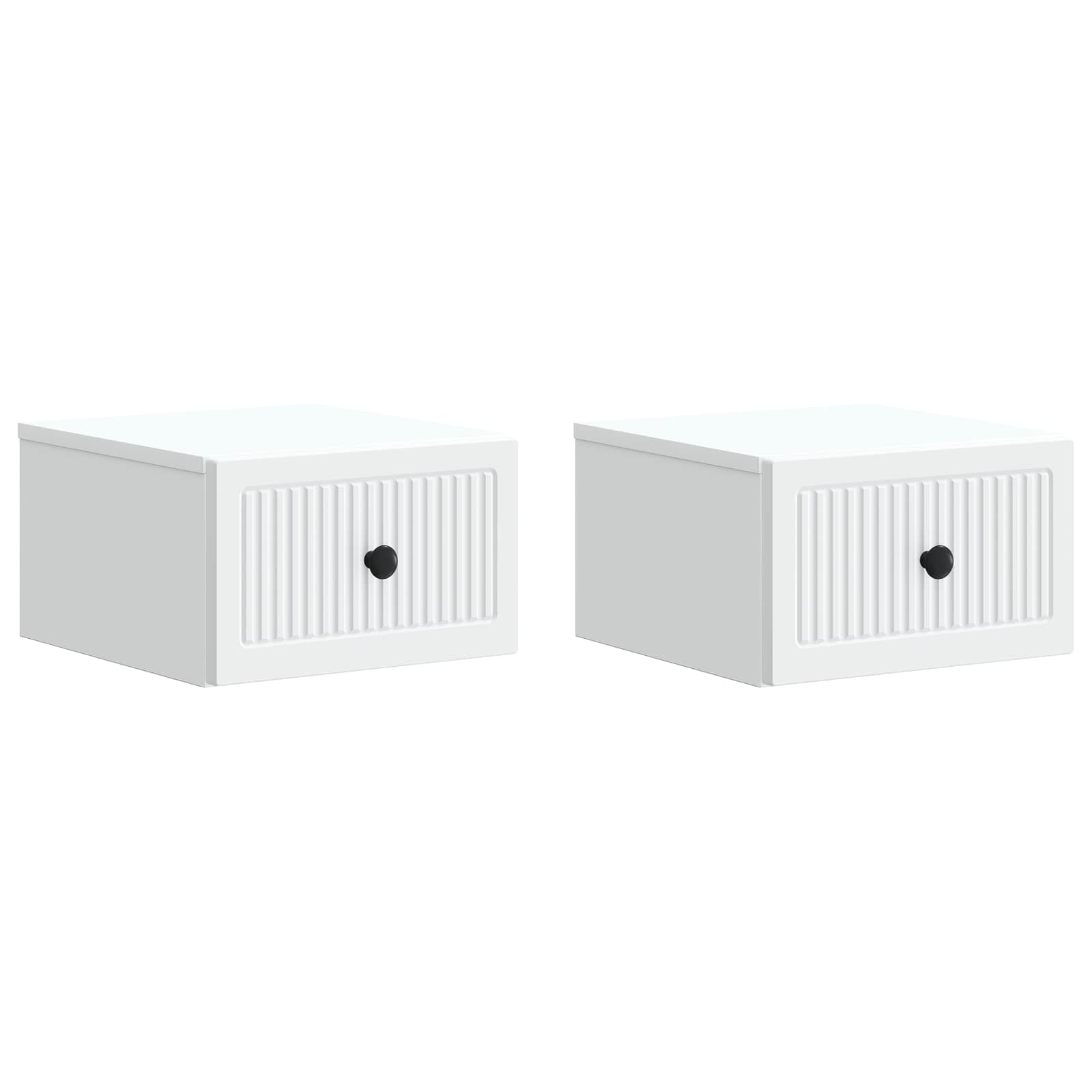vidaXL Wall-Mounted Bedside Cabinet 2 pcs White 33 x 34.5 x 20 cm 2