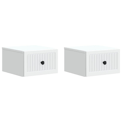 vidaXL Wall-Mounted Bedside Cabinet 2 pcs White 33 x 34.5 x 20 cm 2