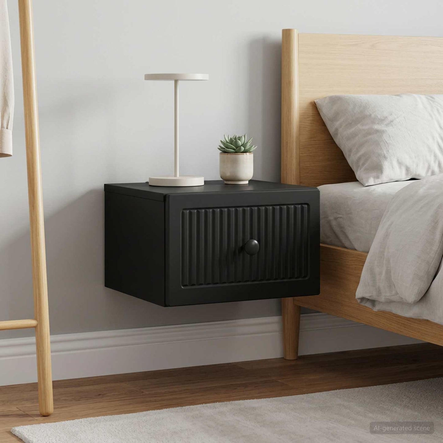 vidaXL Wall-Mounted Bedside Cabinet 2 pcs Black 33 x 34.5 x 20 cm 4