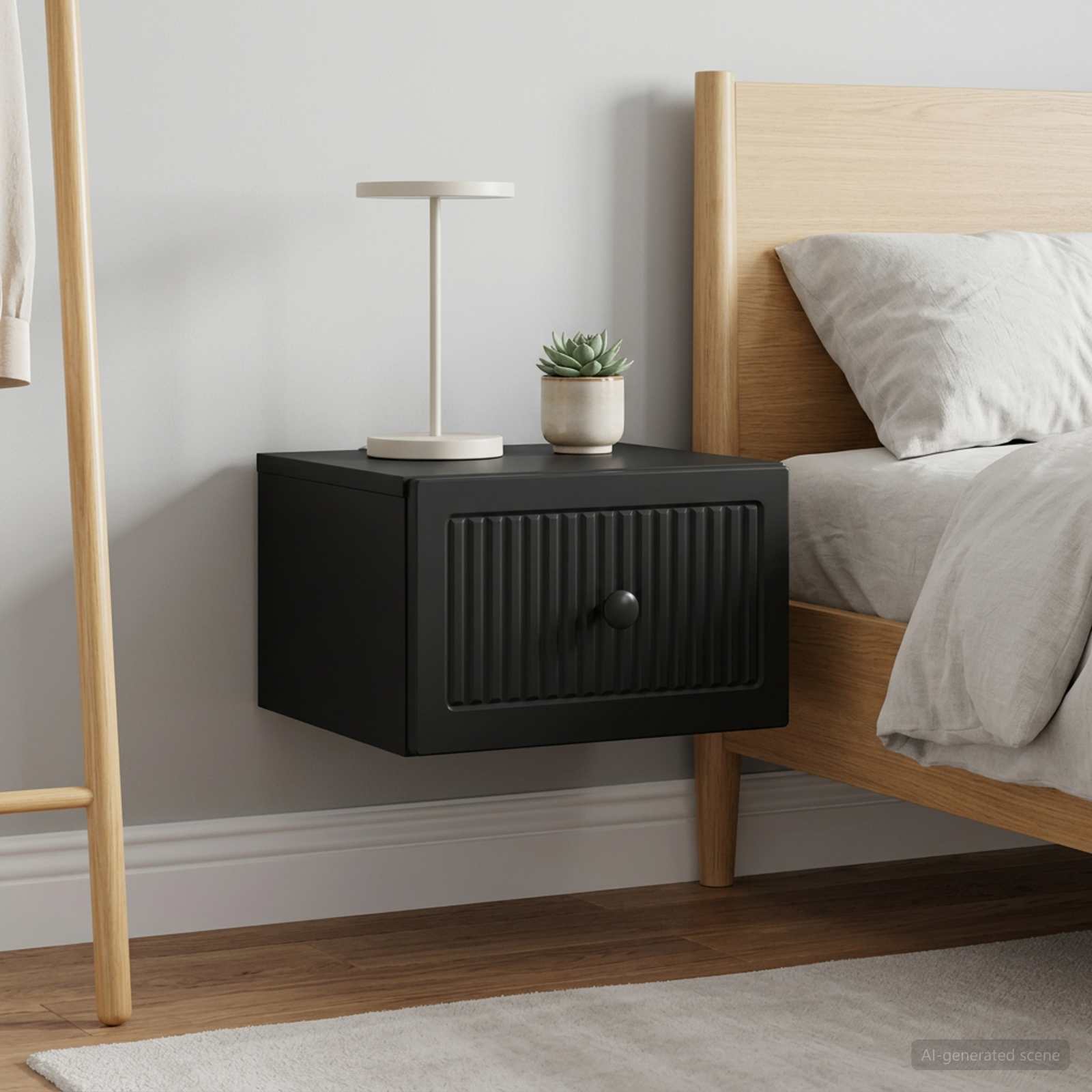 vidaXL Wall-Mounted Bedside Cabinet 2 pcs Black 33 x 34.5 x 20 cm 4