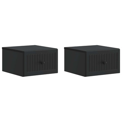 vidaXL Wall-Mounted Bedside Cabinet 2 pcs Black 33 x 34.5 x 20 cm 2