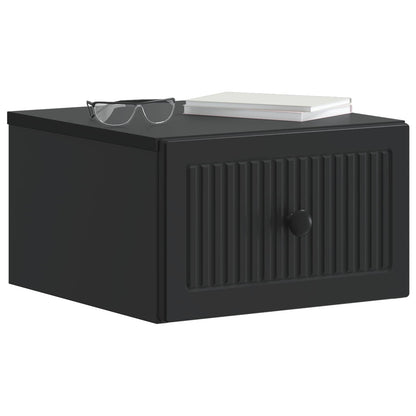 vidaXL Wall-Mounted Bedside Cabinet 2 pcs Black 33 x 34.5 x 20 cm 3