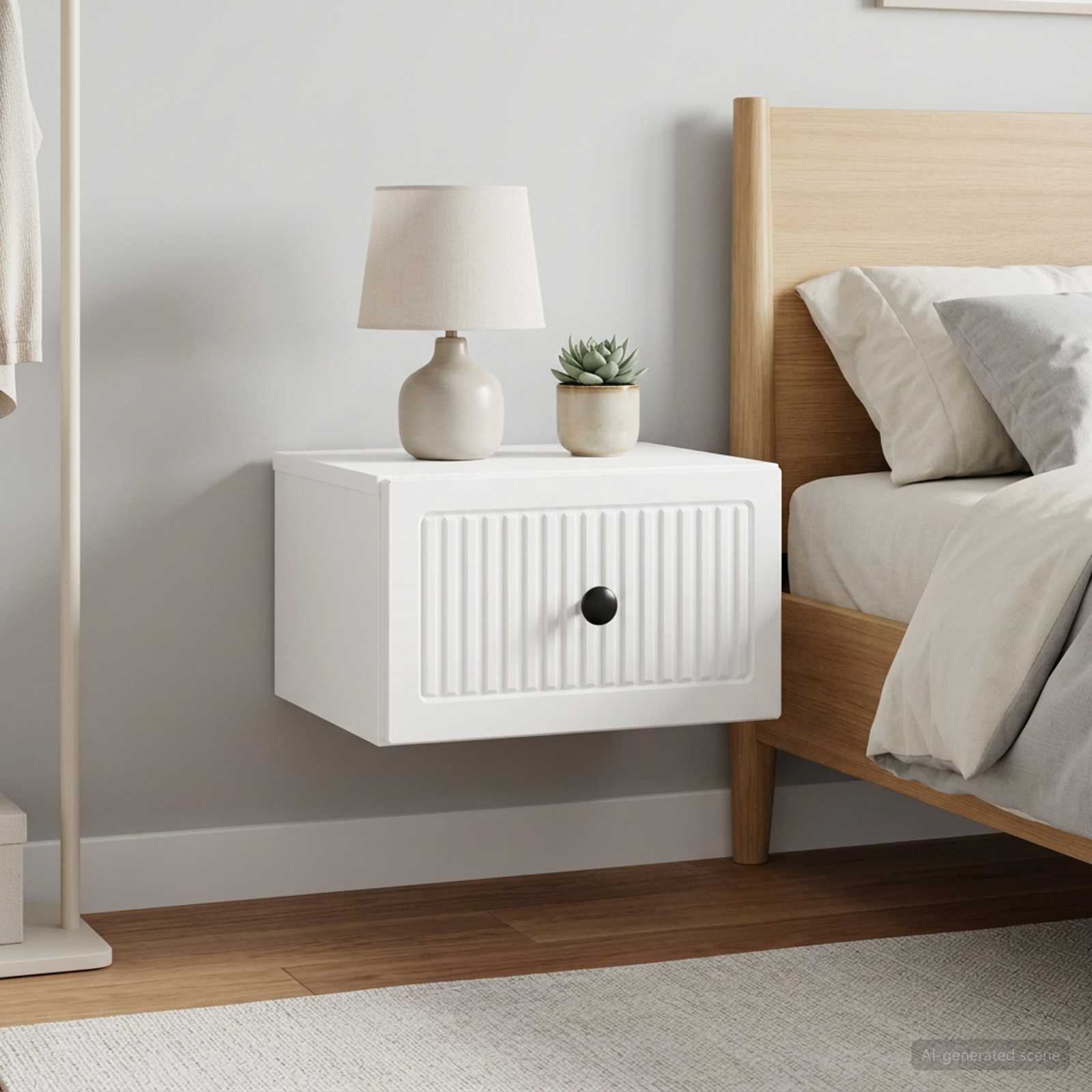 vidaXL Wall-Mounted Bedside Cabinet 2 pcs High Gloss White 1