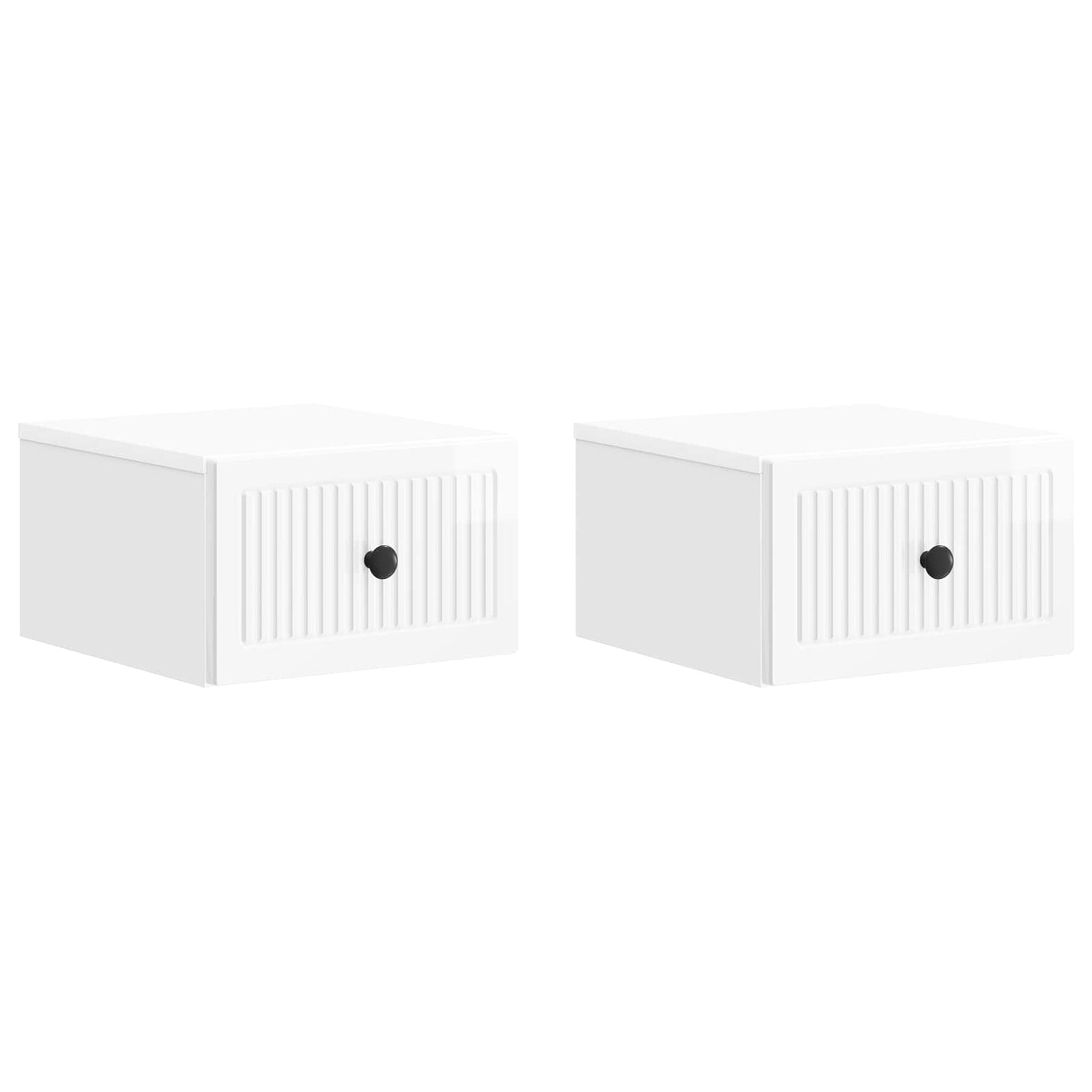 vidaXL Wall-Mounted Bedside Cabinet 2 pcs High Gloss White 2