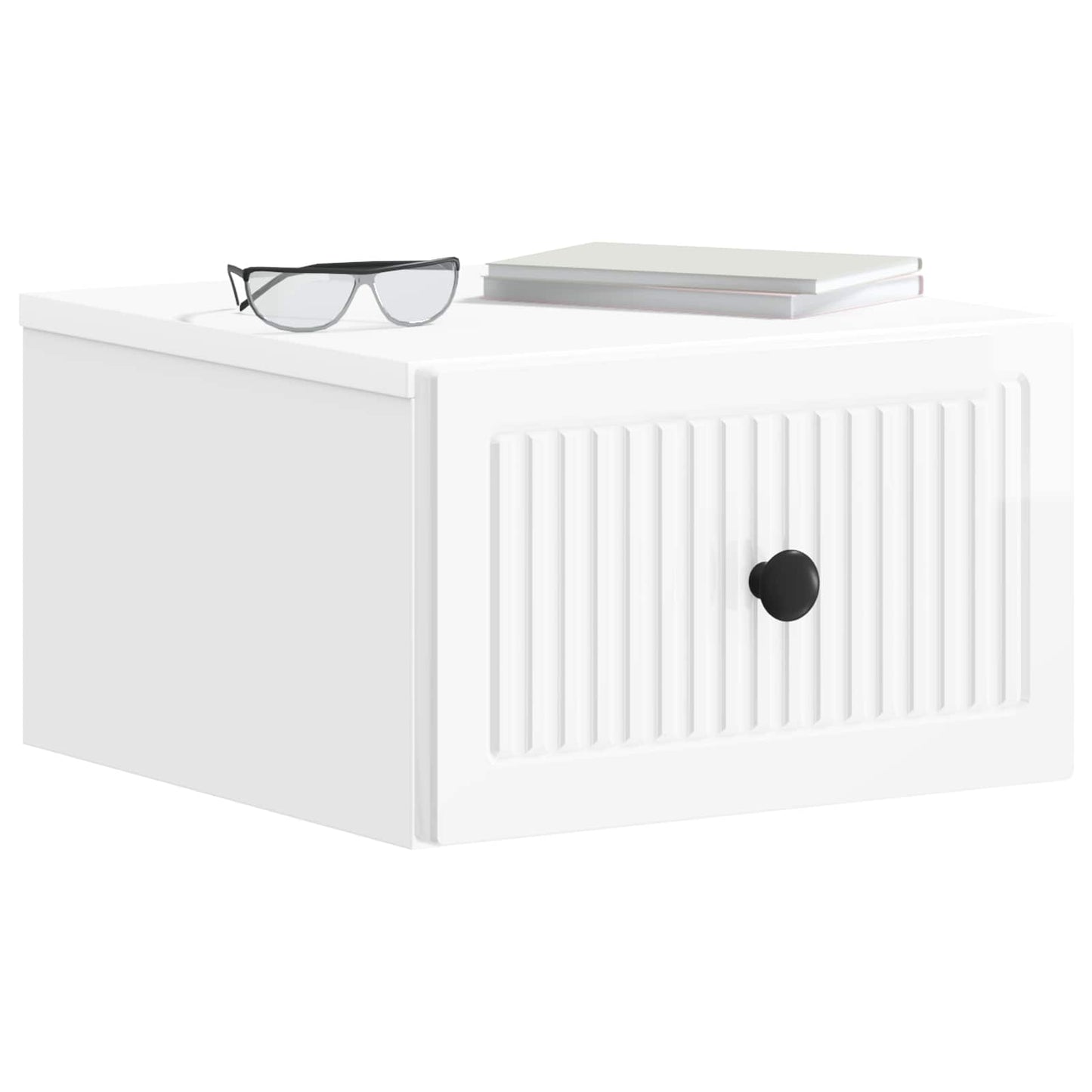 vidaXL Wall-Mounted Bedside Cabinet 2 pcs High Gloss White 3