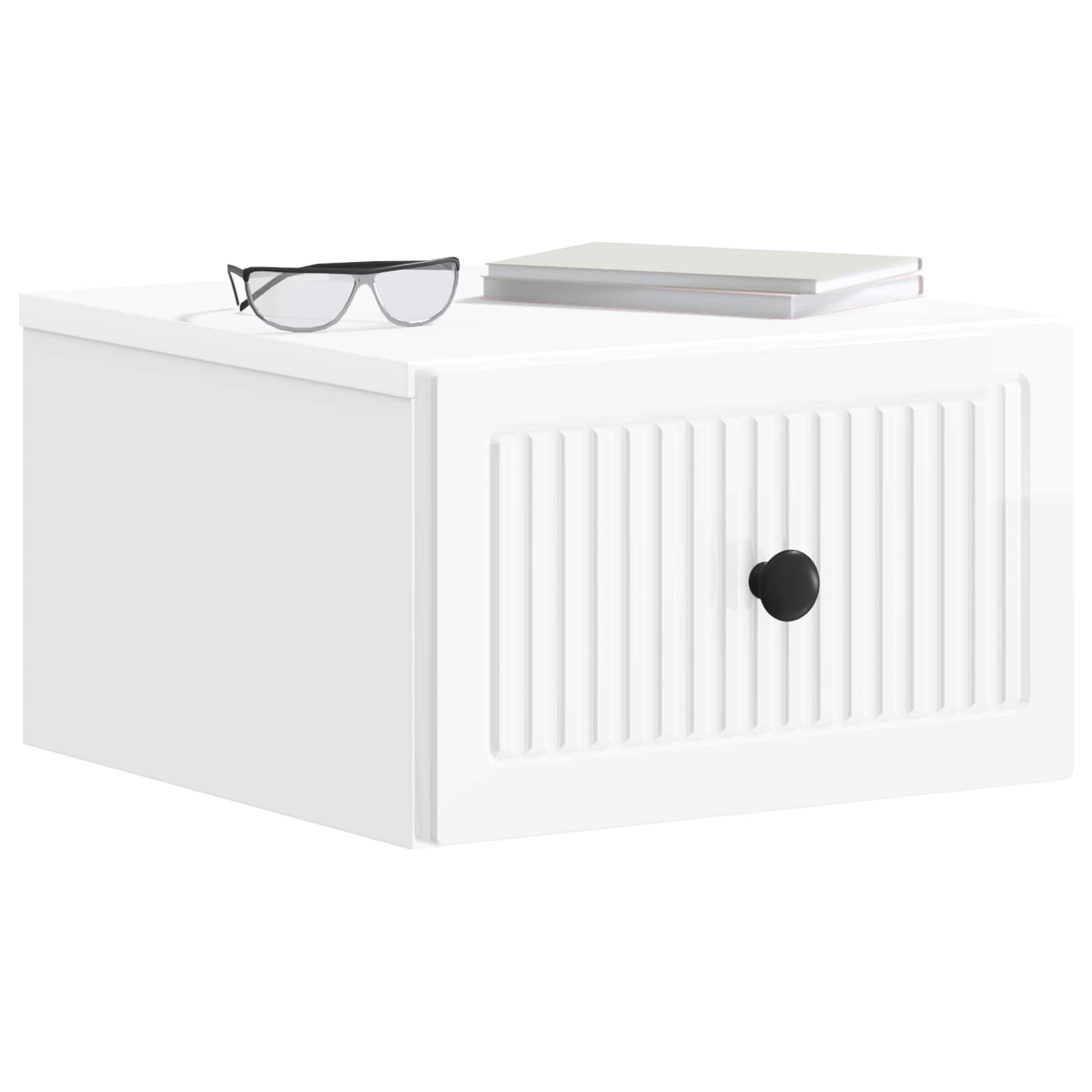 vidaXL Wall-Mounted Bedside Cabinet 2 pcs High Gloss White 3