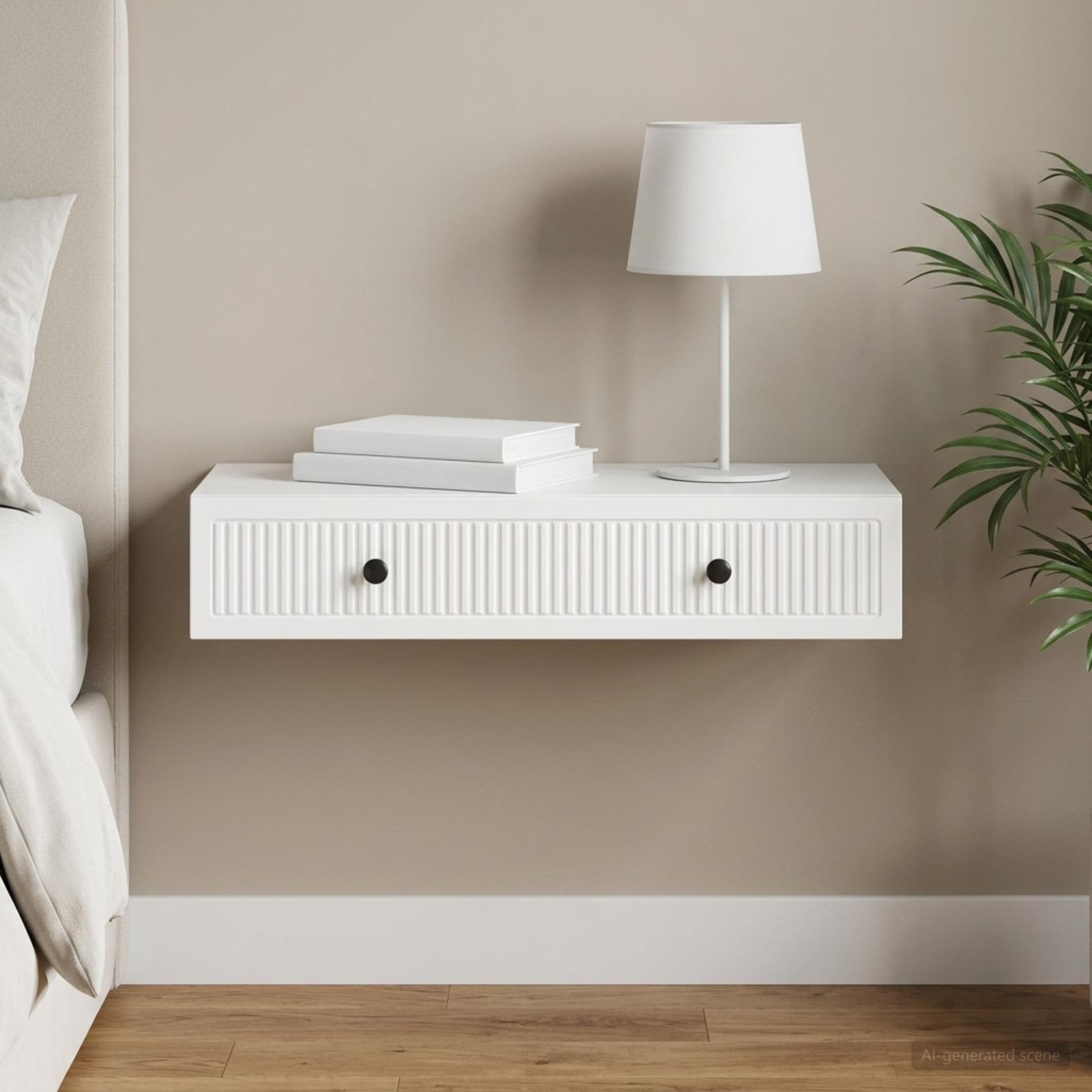 vidaXL Wall-Mounted Side Table Wall-mounted White 87.5 x 34.5 x 17 cm 1