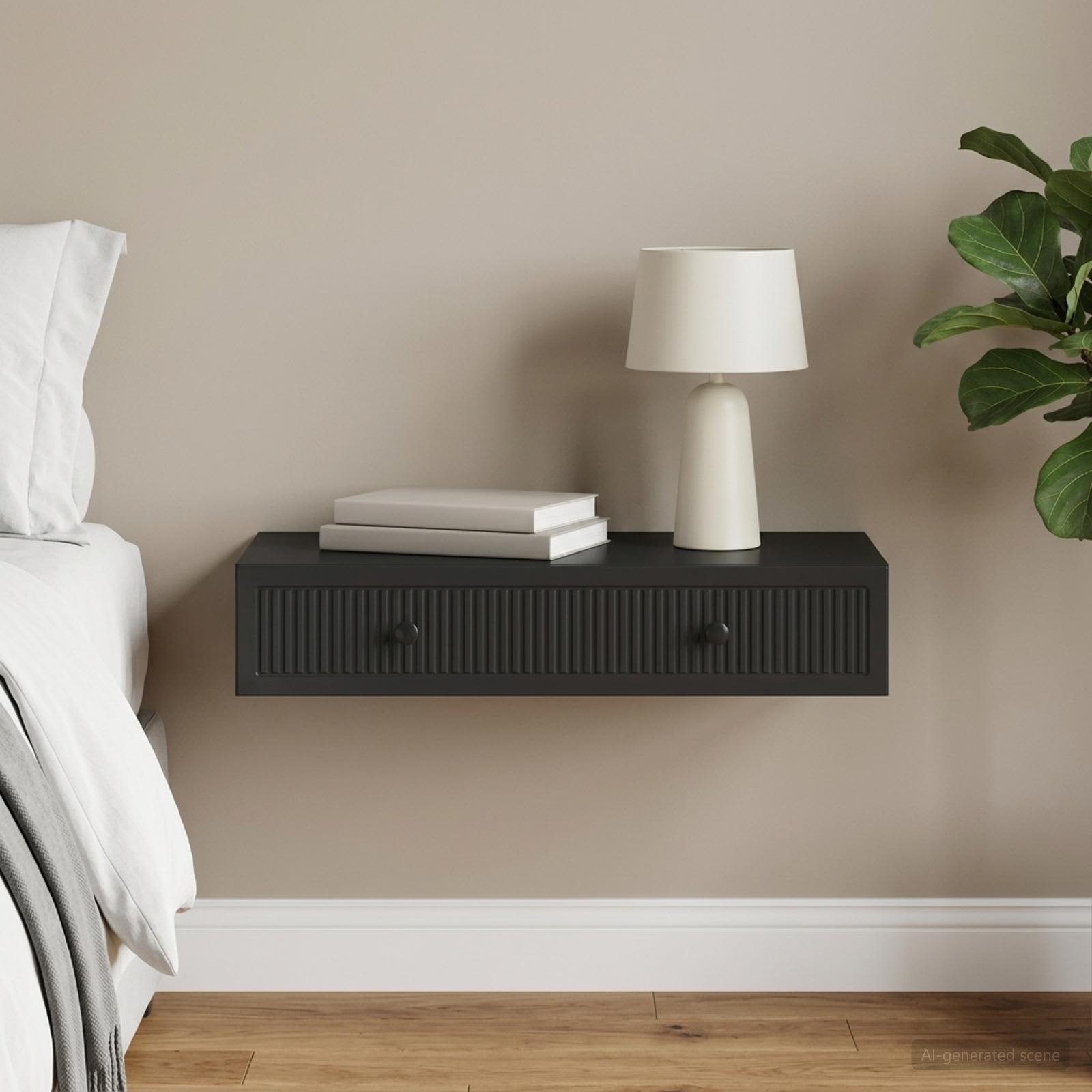 vidaXL Wall-Mounted Side Table Wall-mounted Black 87.5 x 34.5 x 17 cm 1