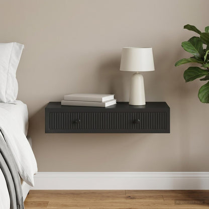vidaXL Wall-Mounted Side Table Wall-mounted Black 87.5 x 34.5 x 17 cm 1