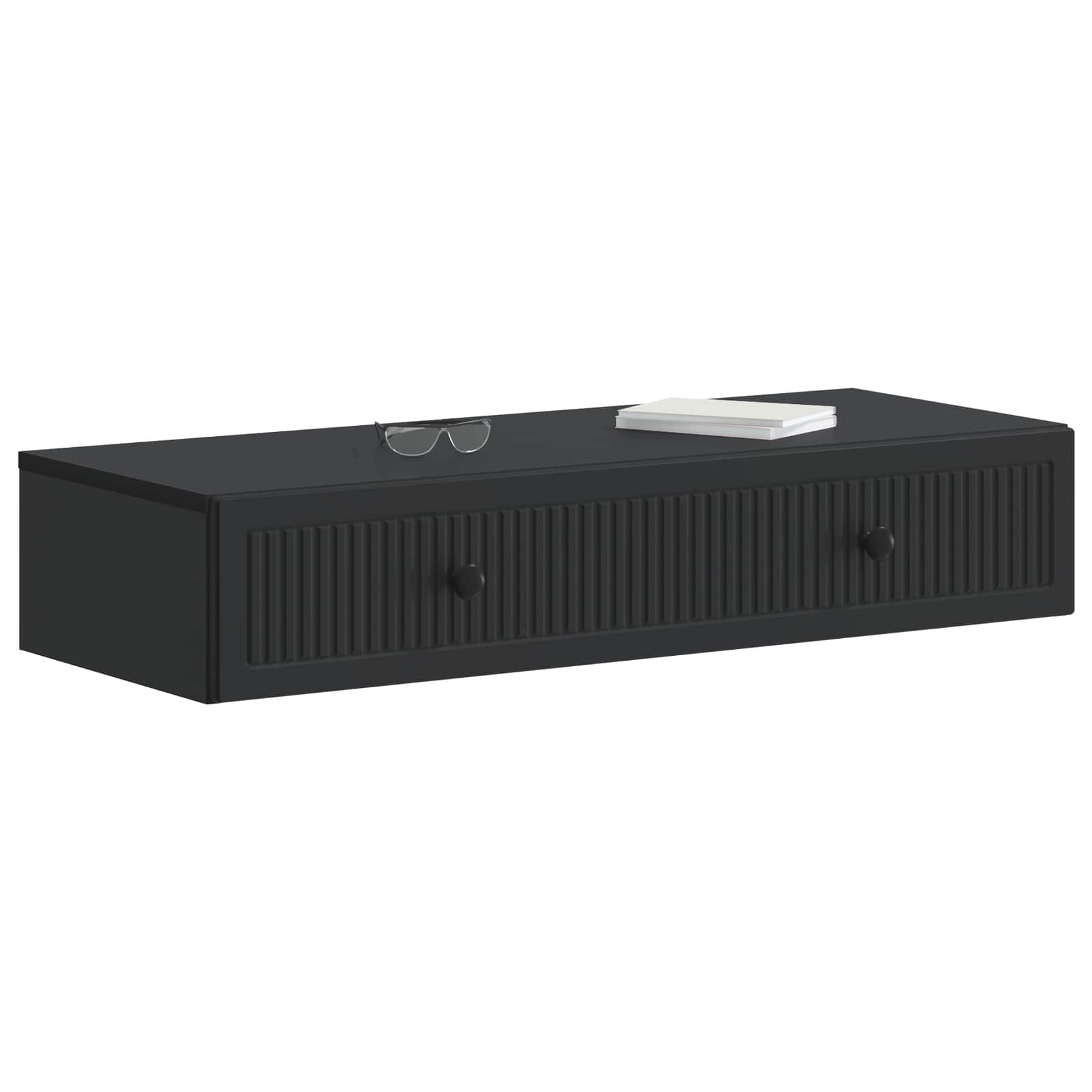 vidaXL Wall-Mounted Side Table Wall-mounted Black 87.5 x 34.5 x 17 cm 3