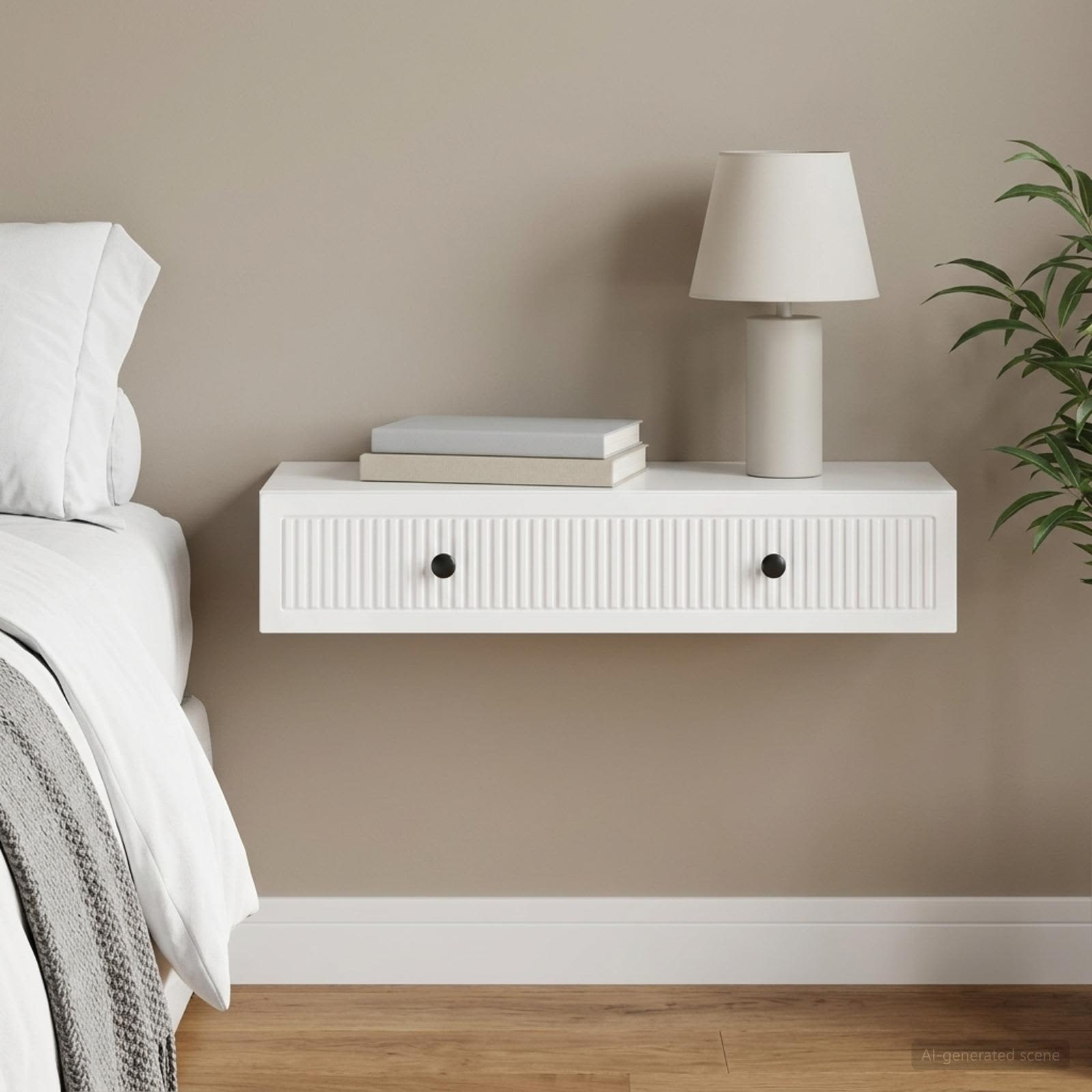 vidaXL Wall-Mounted Side Table High Gloss White 87.5 x 34.5 x 17 cm 1