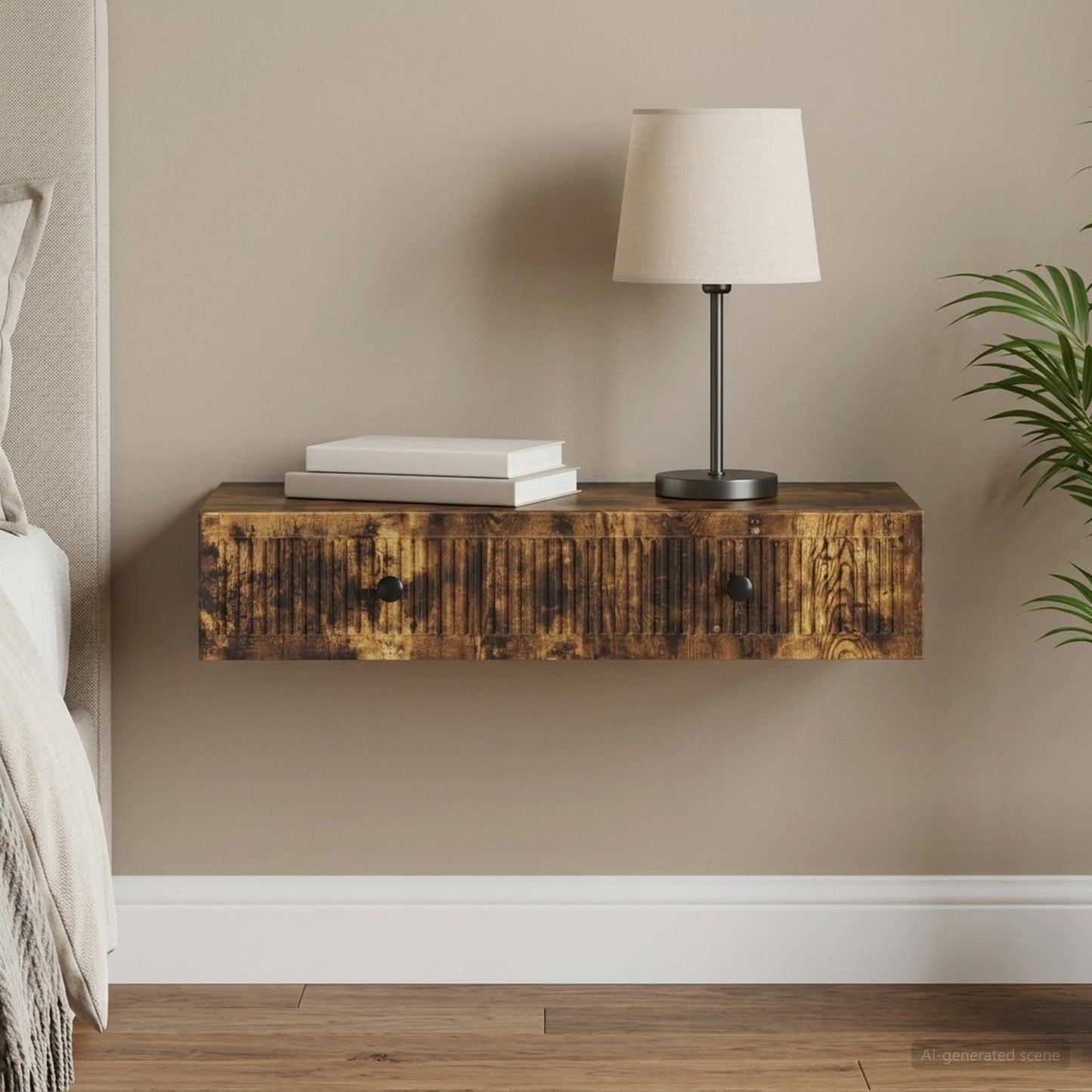 vidaXL Wall-Mounted Side Table Smoked Oak 87.5 x 34.5 x 17 cm 1