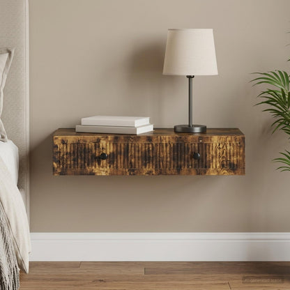 vidaXL Wall-Mounted Side Table Smoked Oak 87.5 x 34.5 x 17 cm 1