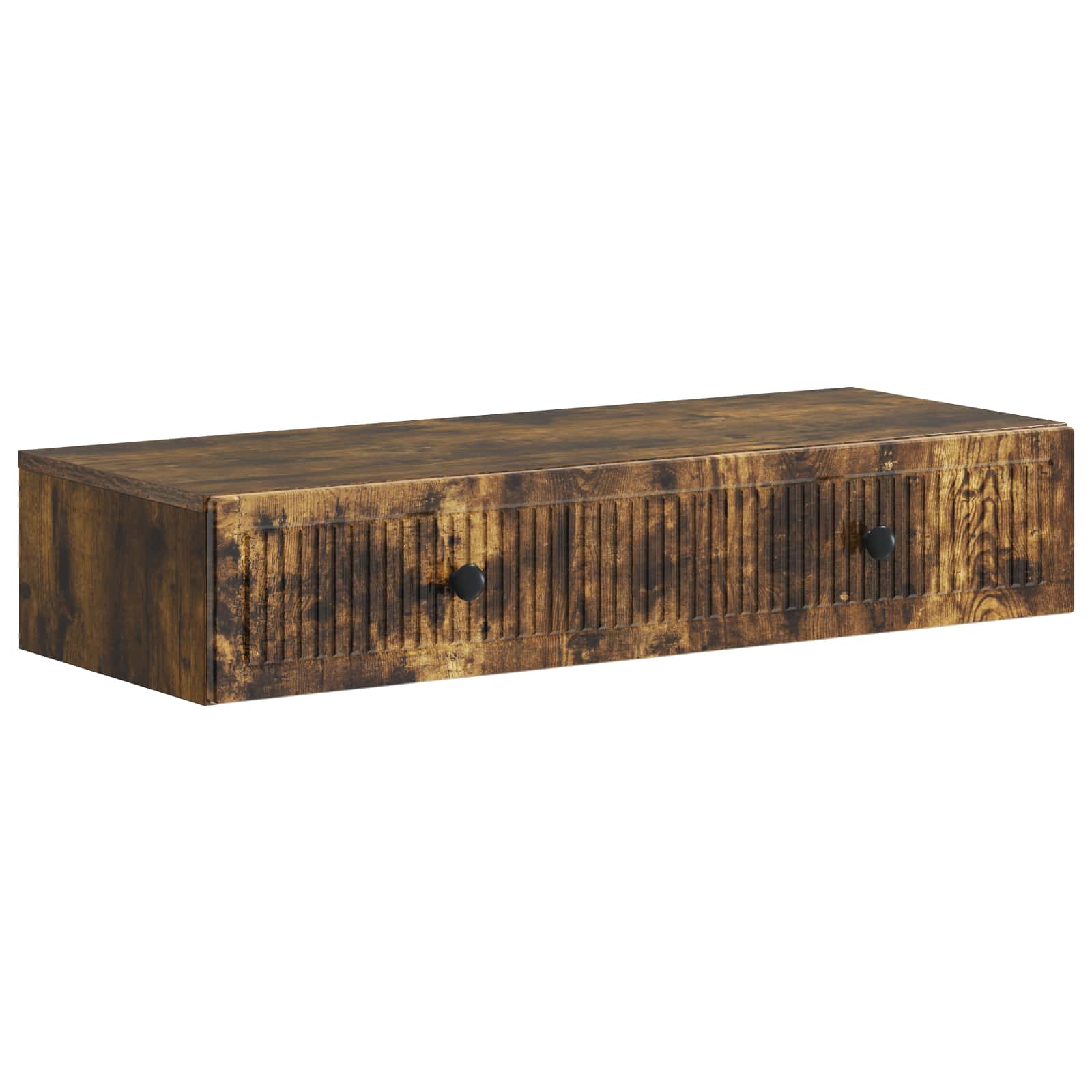 vidaXL Wall-Mounted Side Table Smoked Oak 87.5 x 34.5 x 17 cm 2